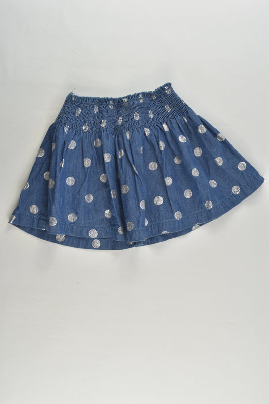 Kids & Co Size 2 Polka Dots Lightweight Denim Skirt