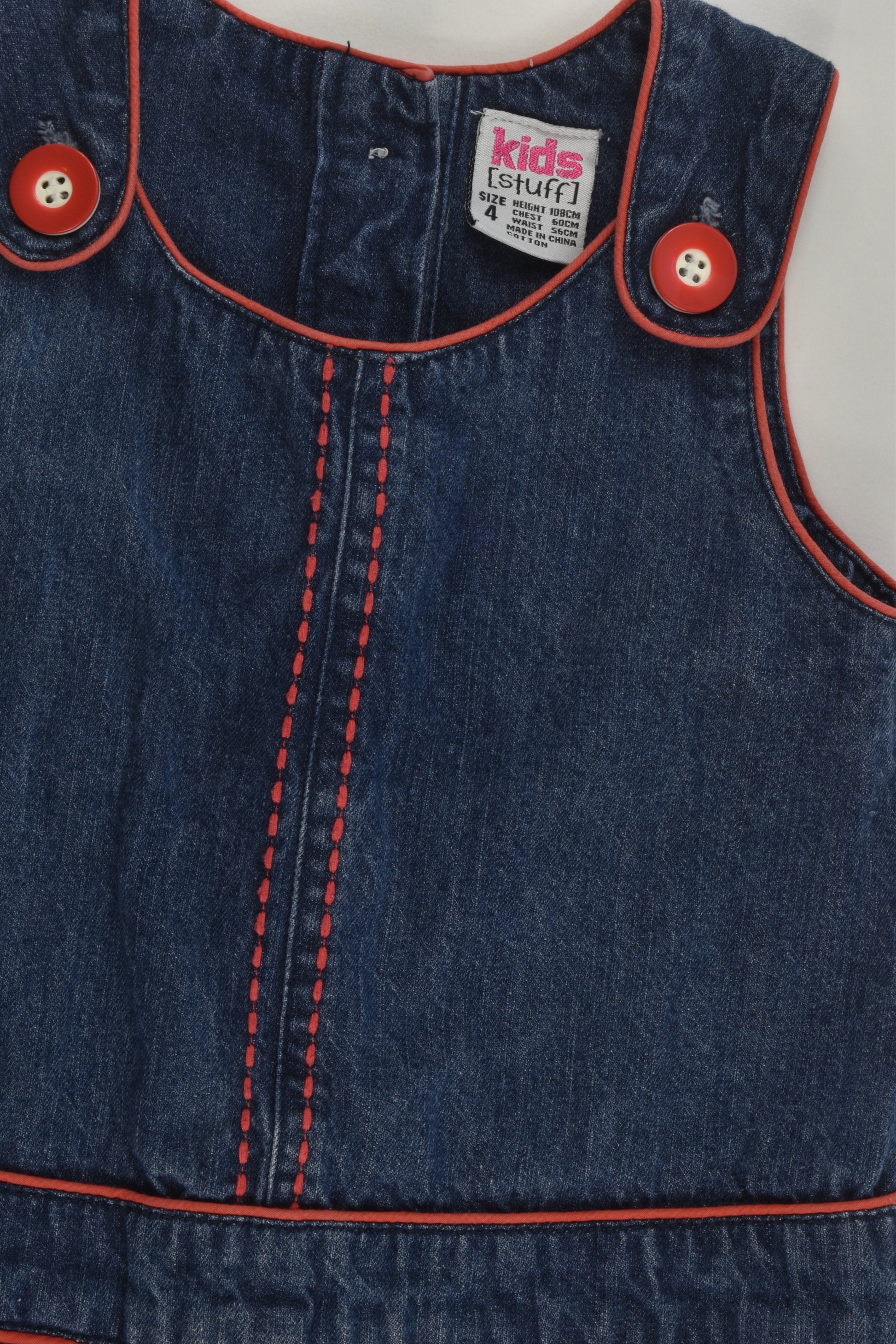 Kids Stuff Size 4 Denim Pinafore Dress