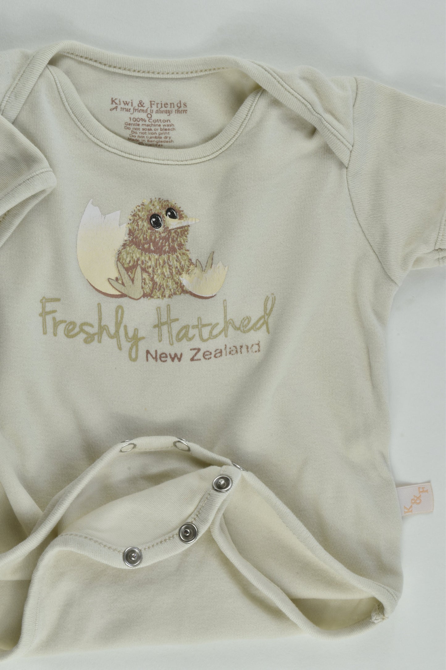 Kiwi & Friends Size 0 'Freshly Hatched' Bodysuit