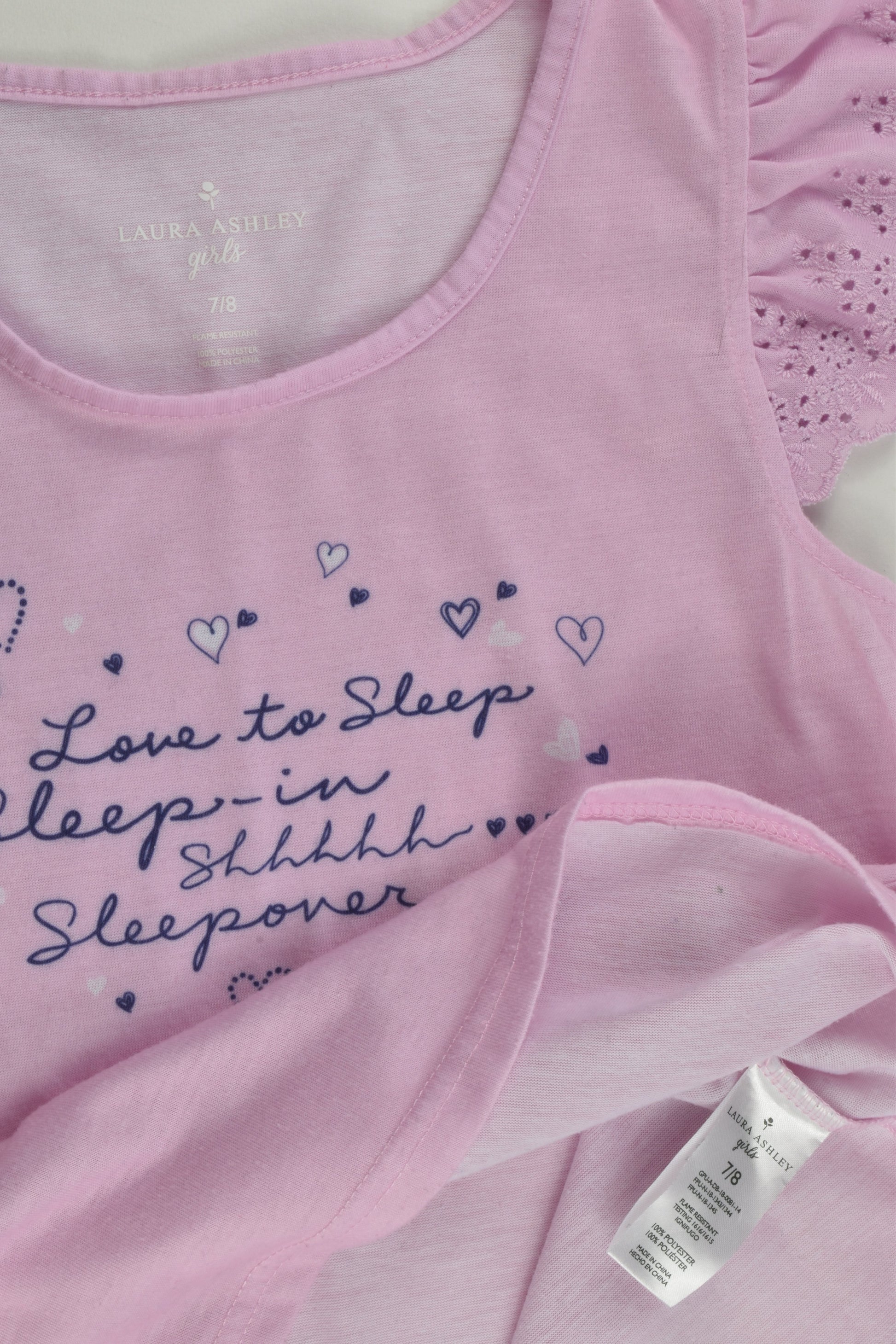 Laura Ashley Size 7/8 'Love To Sleep' Short Pyjamas