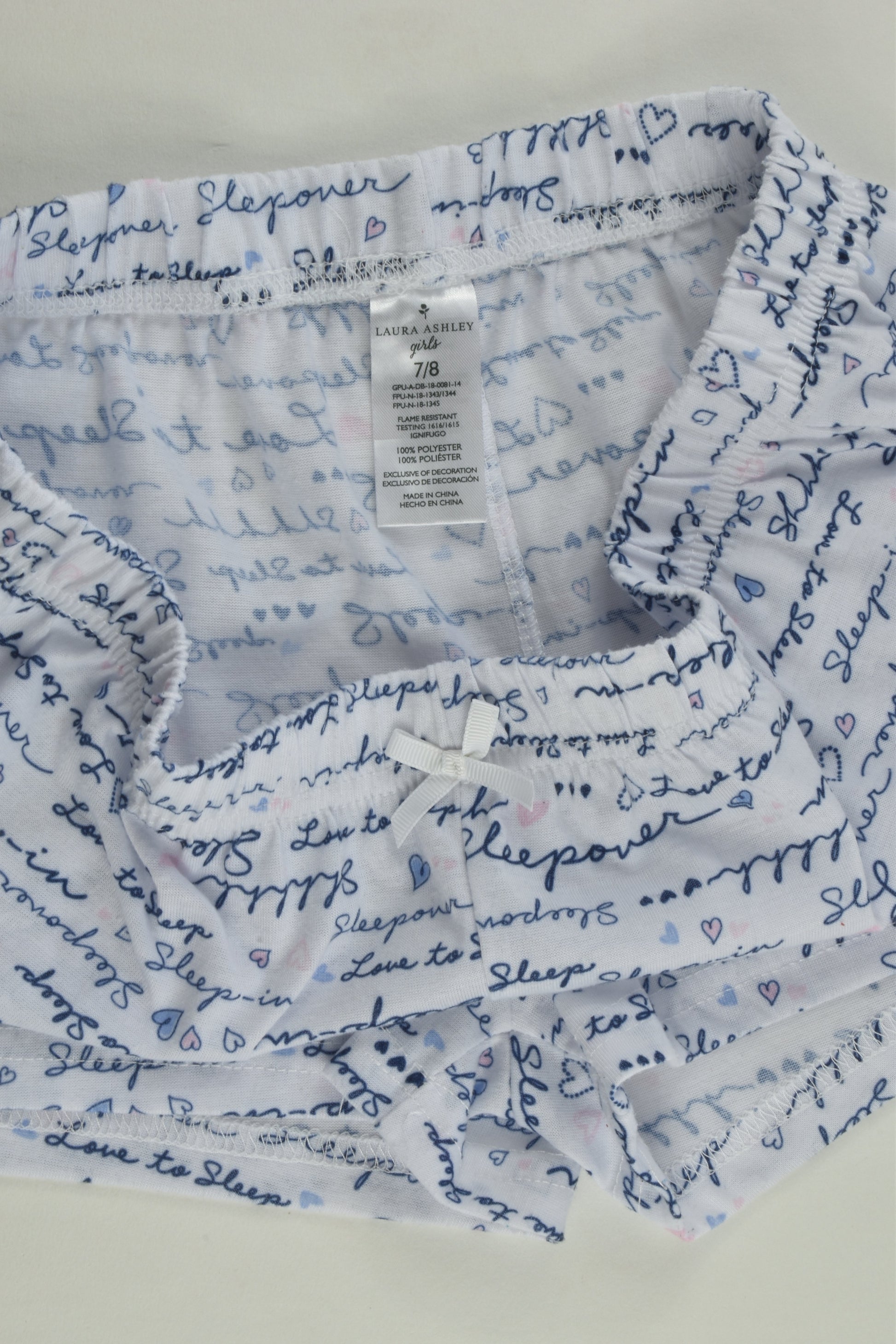 Laura Ashley Size 7/8 'Love To Sleep' Short Pyjamas