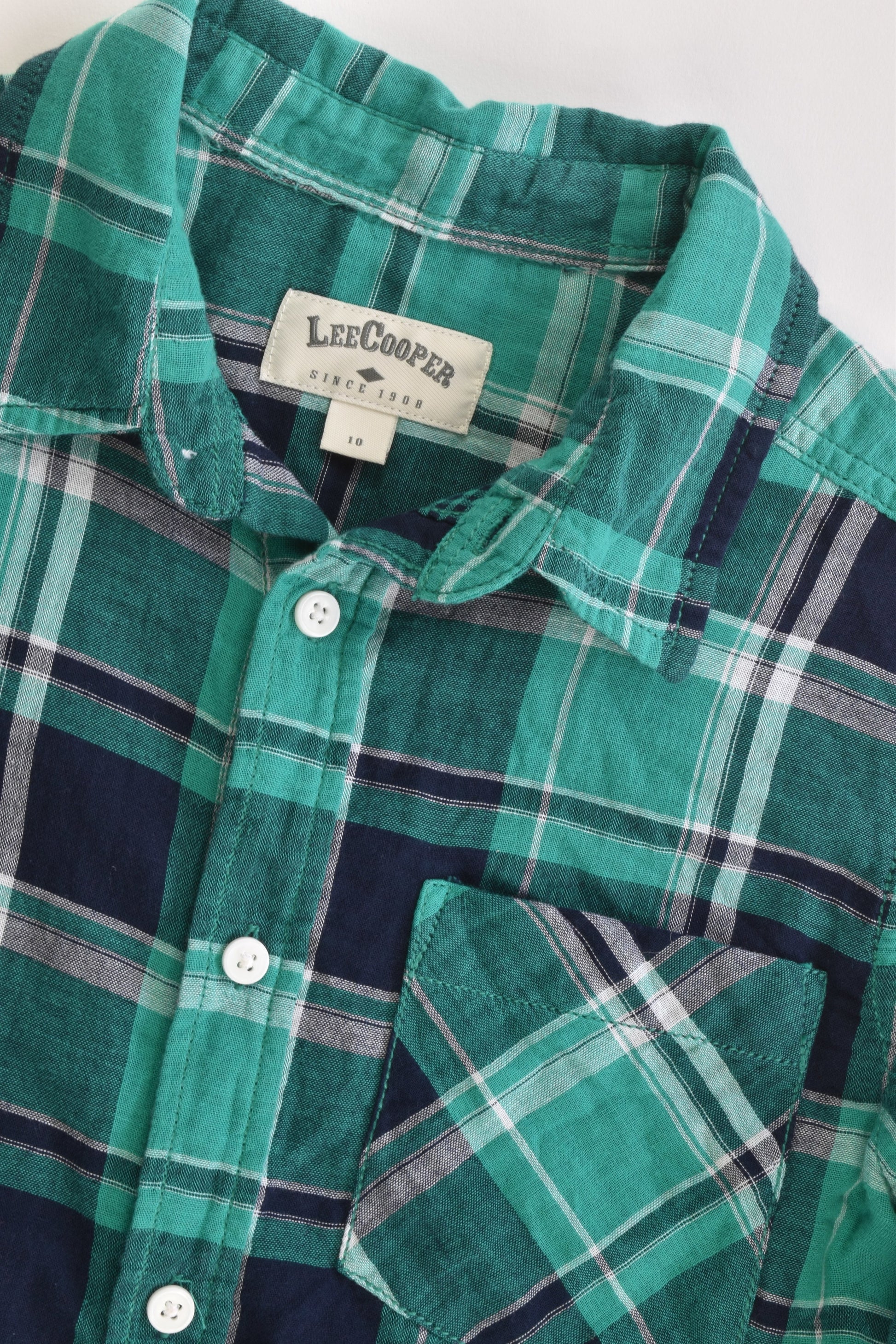 Lee Cooper Size 10 Checked Casual Collared Shirt