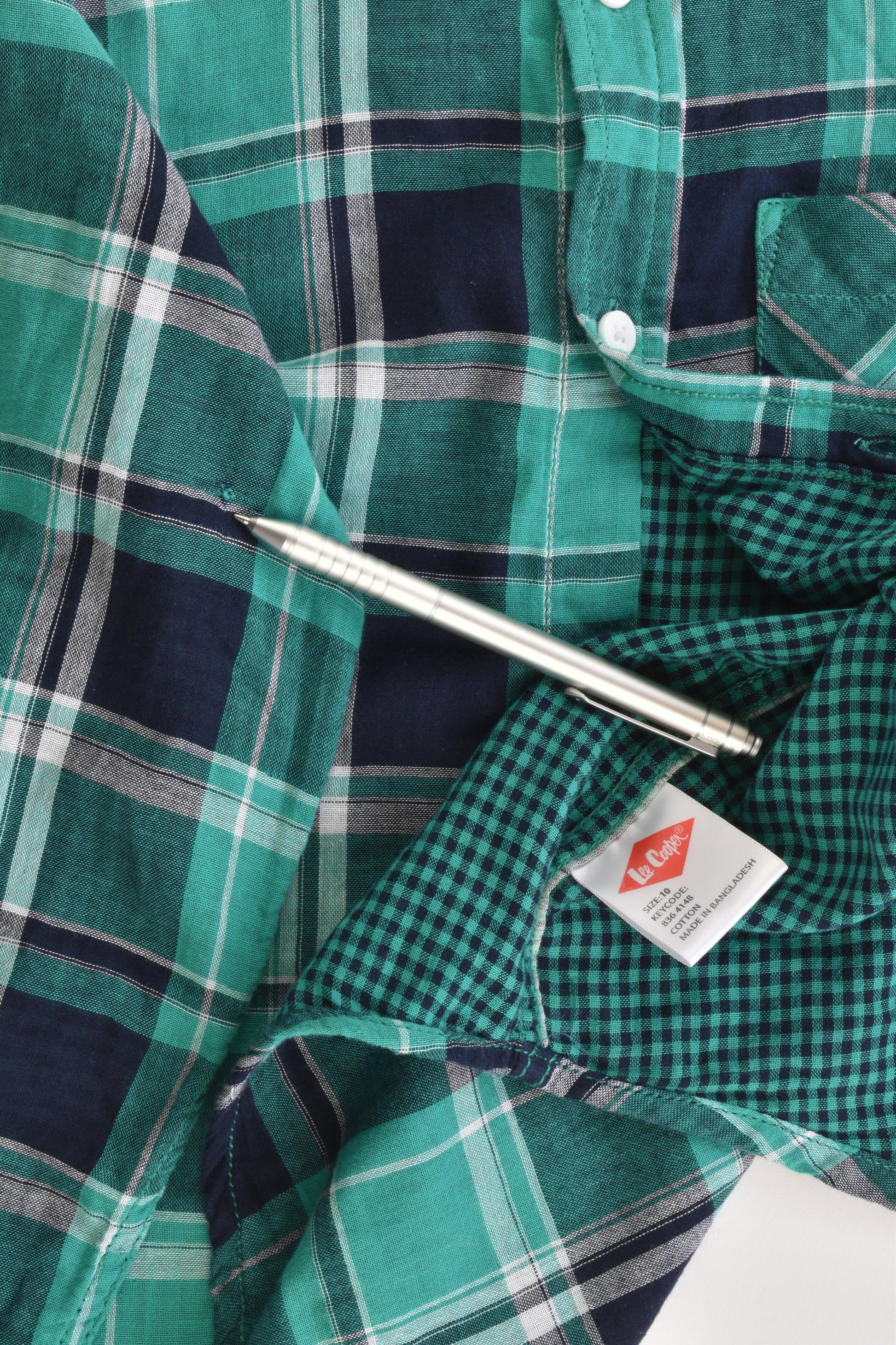 Lee Cooper Size 10 Checked Casual Collared Shirt