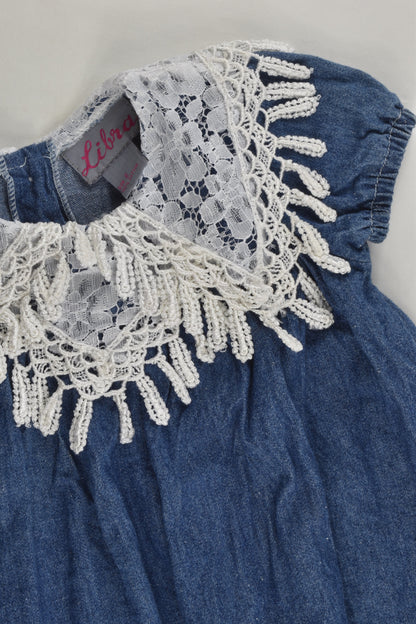 Libra Size 2 Lace Detail Denim Dress