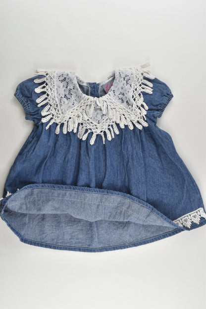 Libra Size 2 Lace Detail Denim Dress