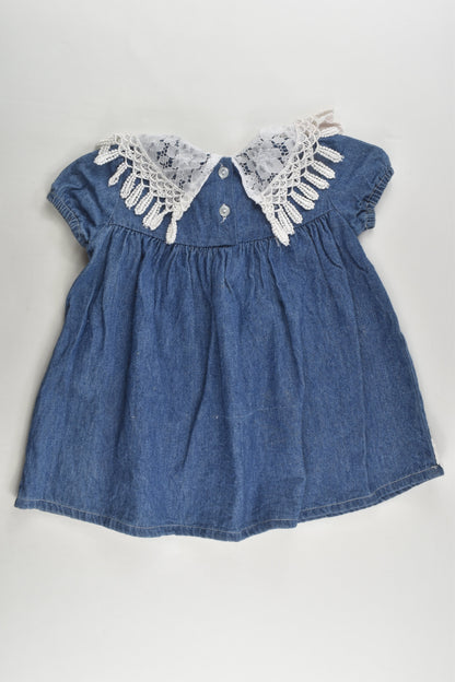 Libra Size 2 Lace Detail Denim Dress