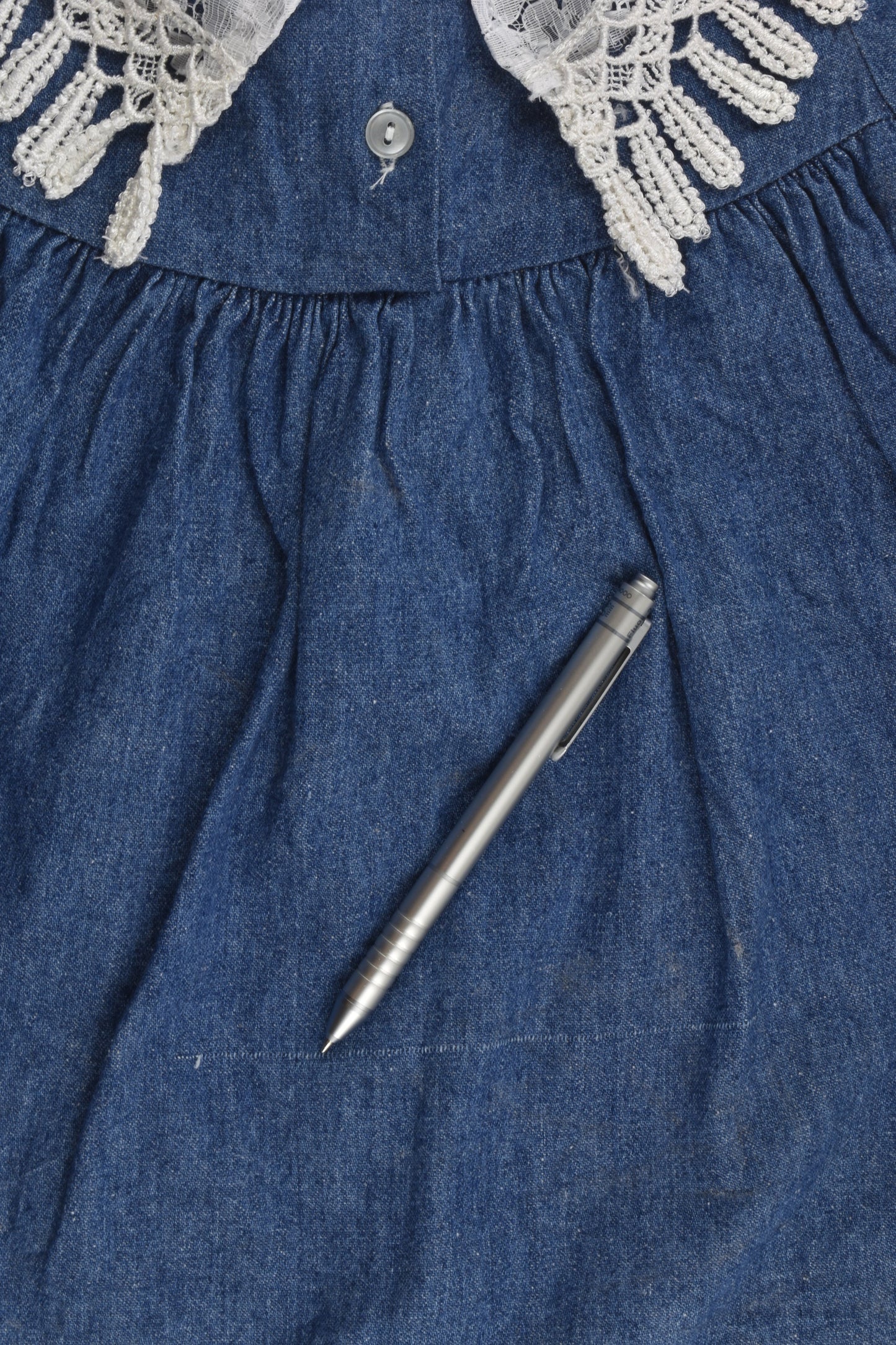 Libra Size 2 Lace Detail Denim Dress