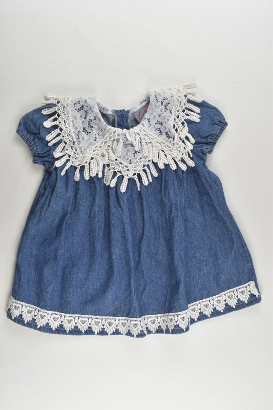 Libra Size 2 Lace Detail Denim Dress