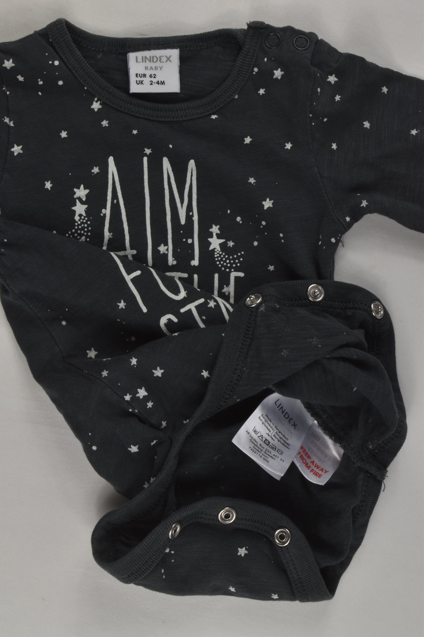 Lindex Size 000 (62 cm) 'Aim For The Stars' Bodysuit