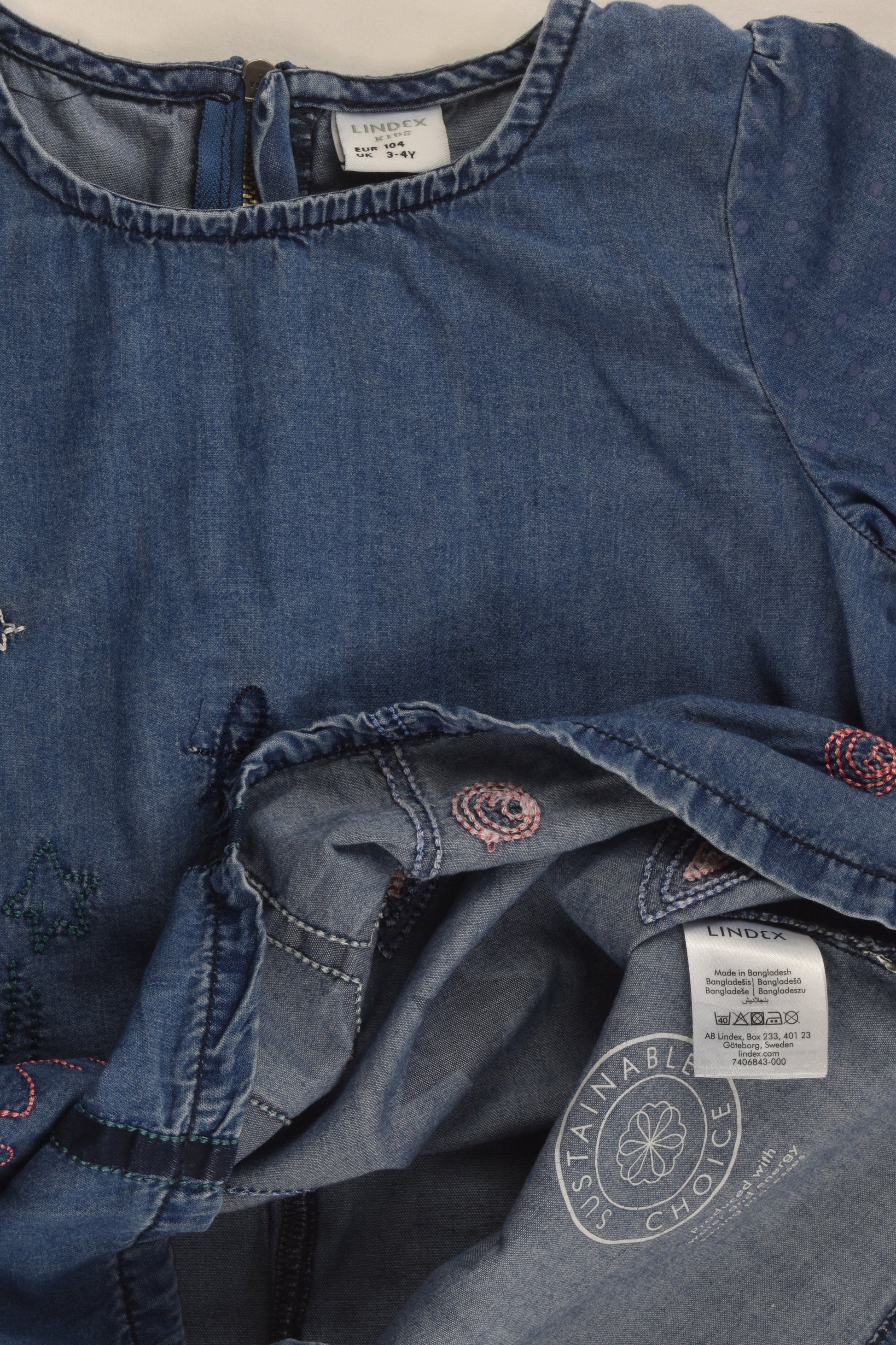 Lindex Size 3-4 (104 cm) Lightweight Denim Dress