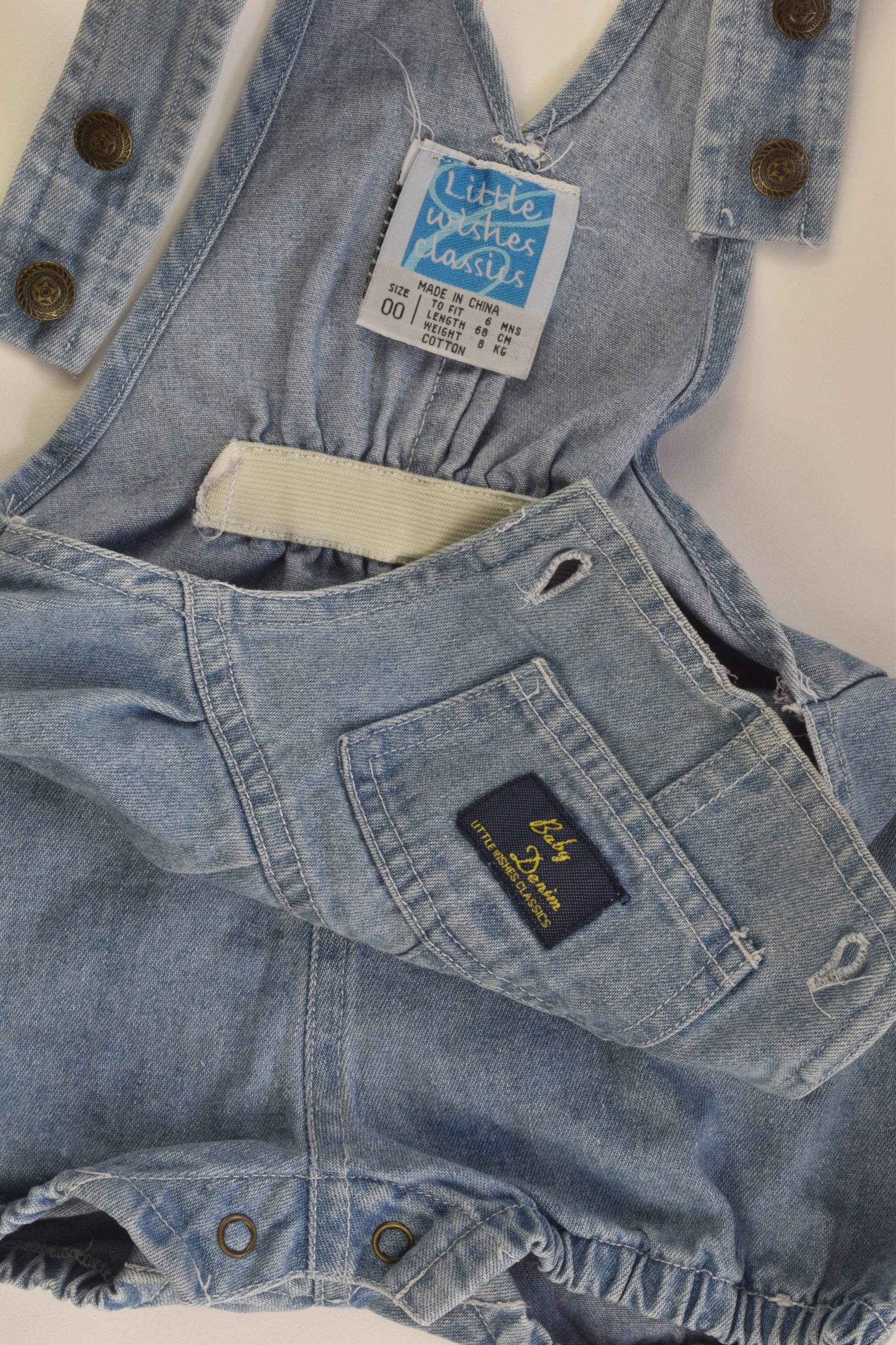 Little Wishes Size 00 Vintage Denim Bubble Romper