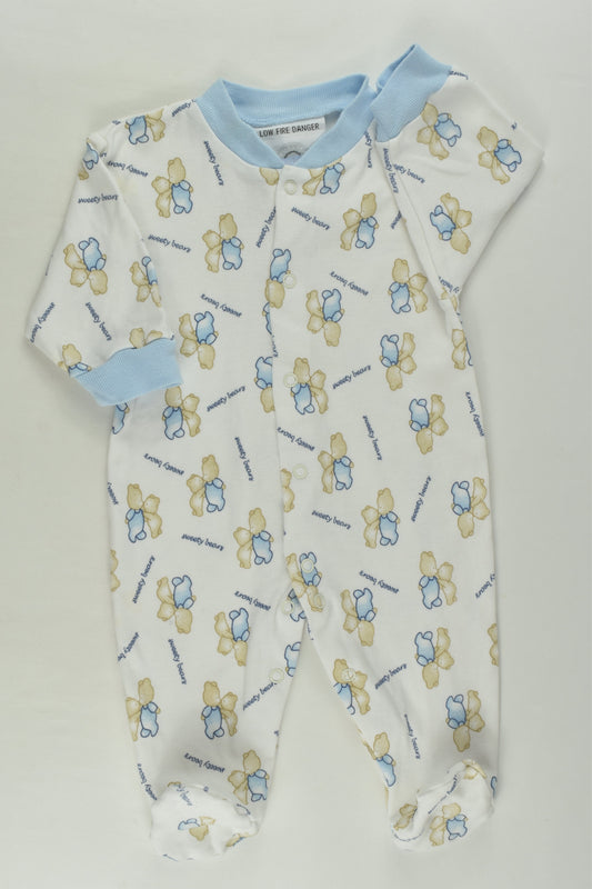 Little Wishes Size 000 'Sweet Bears' Footed Romper
