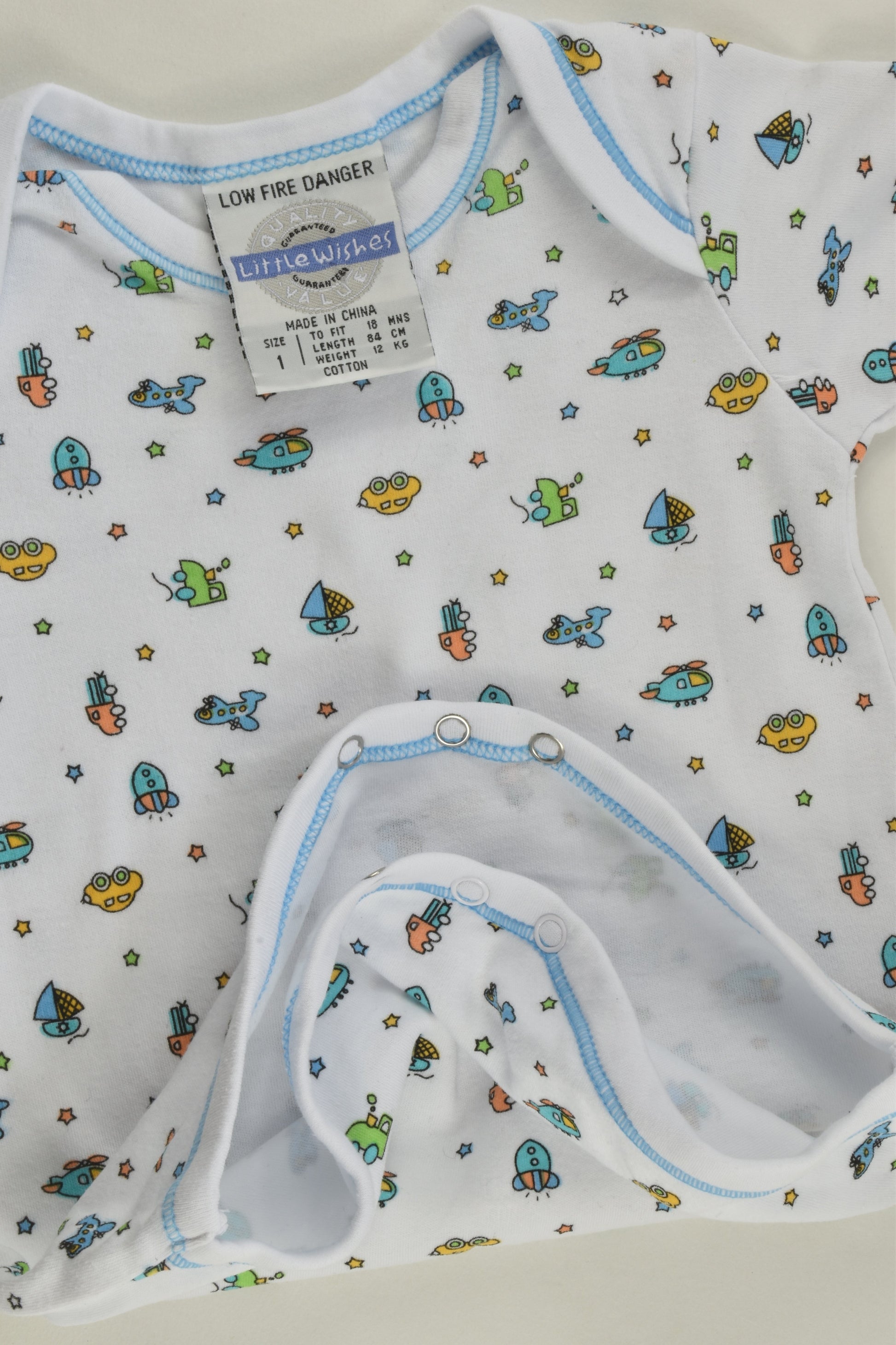 Little Wishes Size 1 Vehicles Bodysuit