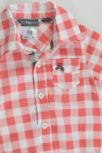 Love Henry Size 00 (6 months) Collared Checked Bodysuit