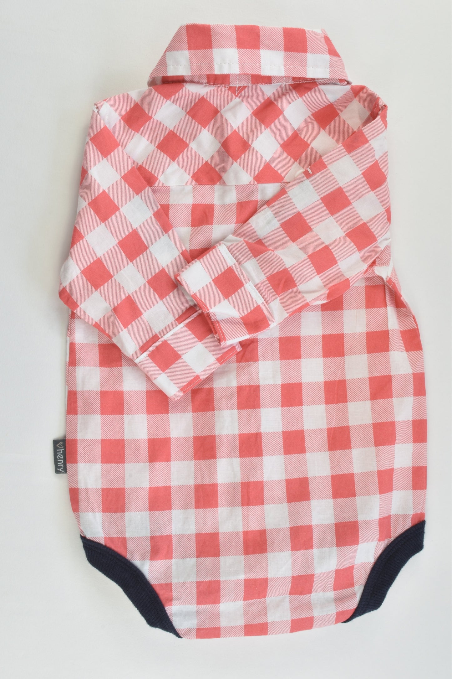 Love Henry Size 00 (6 months) Collared Checked Bodysuit