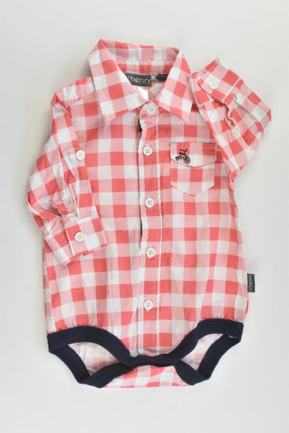Love Henry Size 00 (6 months) Collared Checked Bodysuit