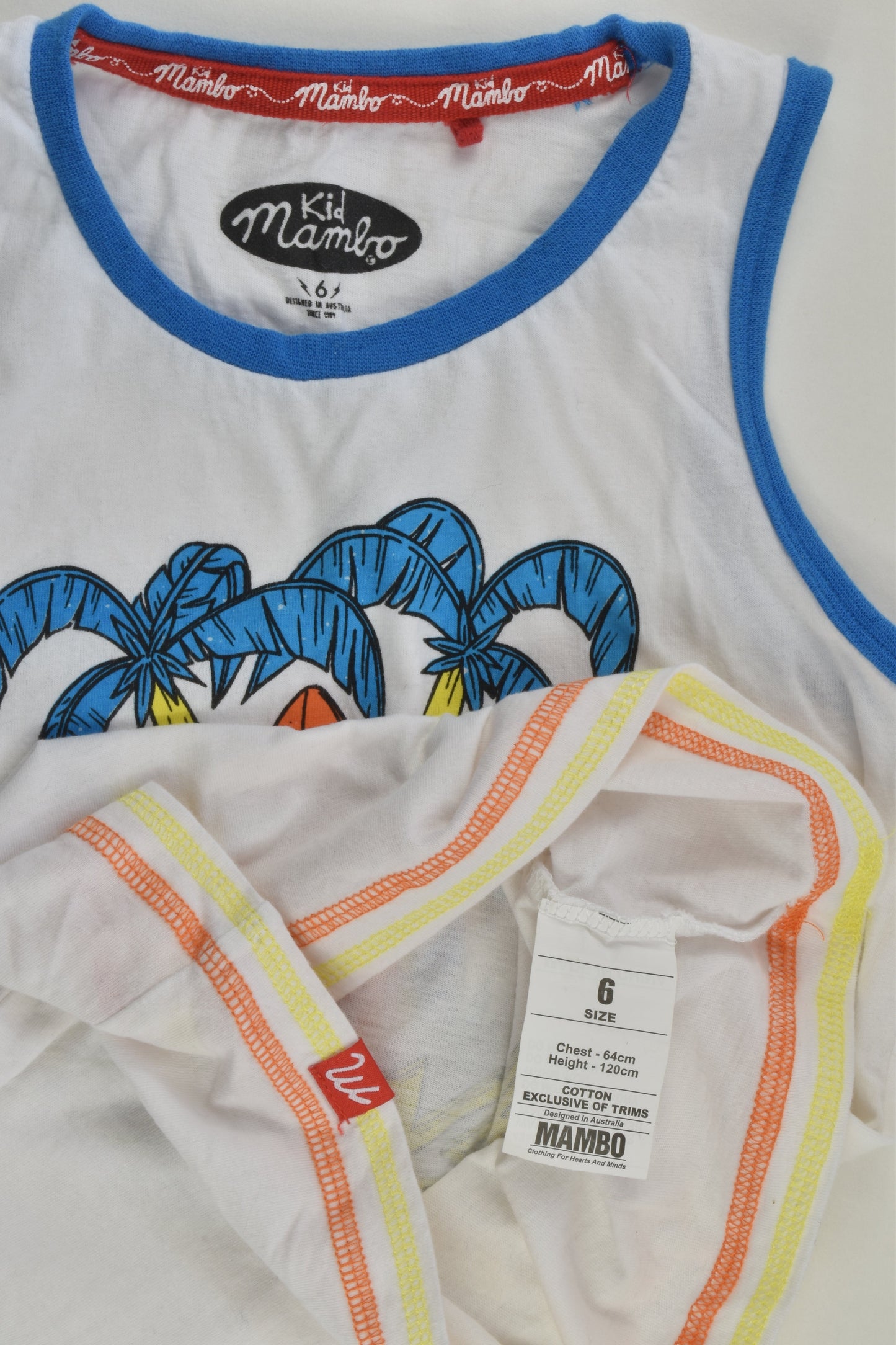 Mambo Size 6 Surfboard and Palm Tree Tank Top