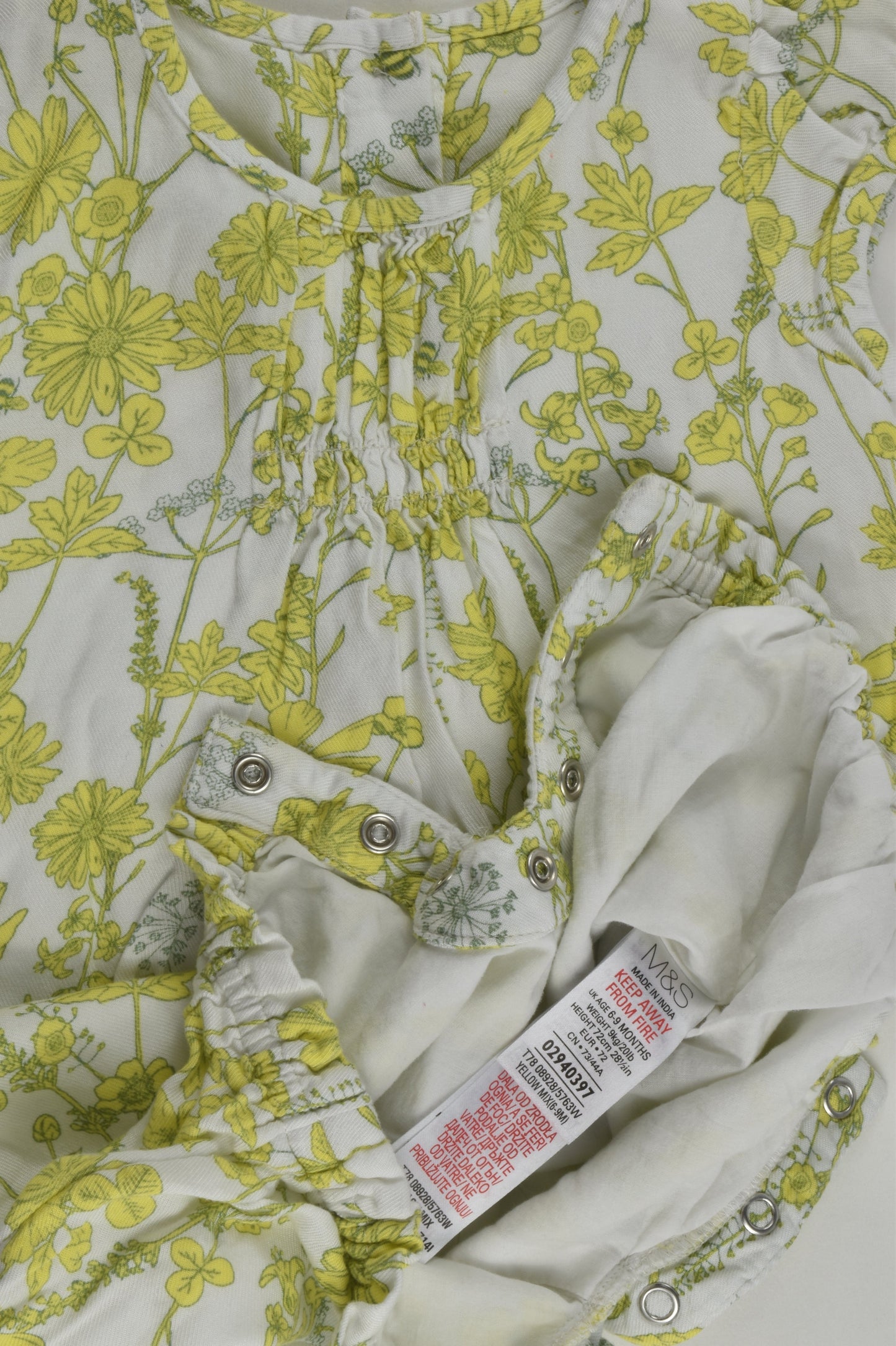 Marks & Spencer Size 0 (6-9 months) Lined Floral Romper