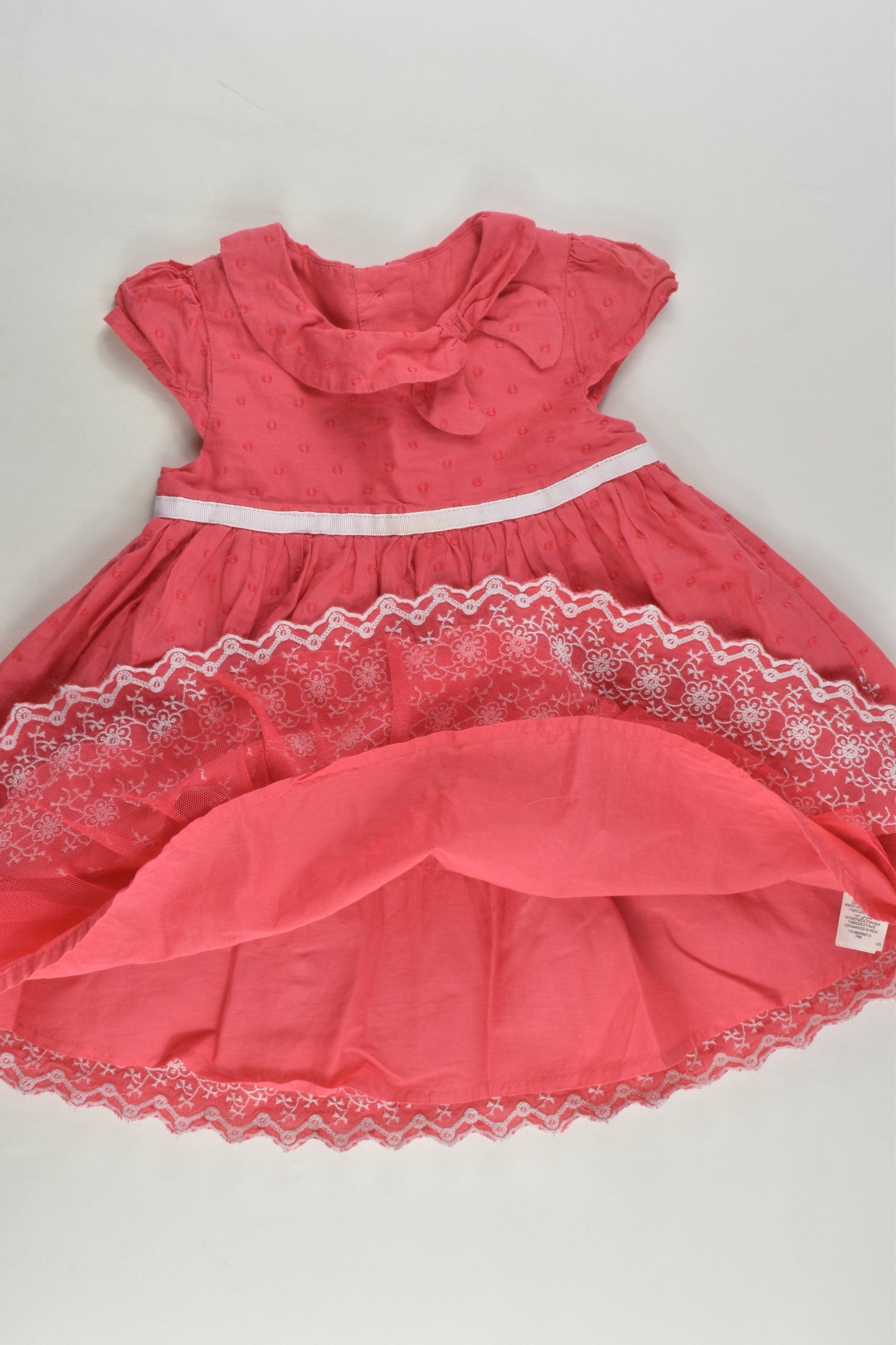 Marks & Spencer Size 0 (6-9 months) Lined Lace Hem Dress