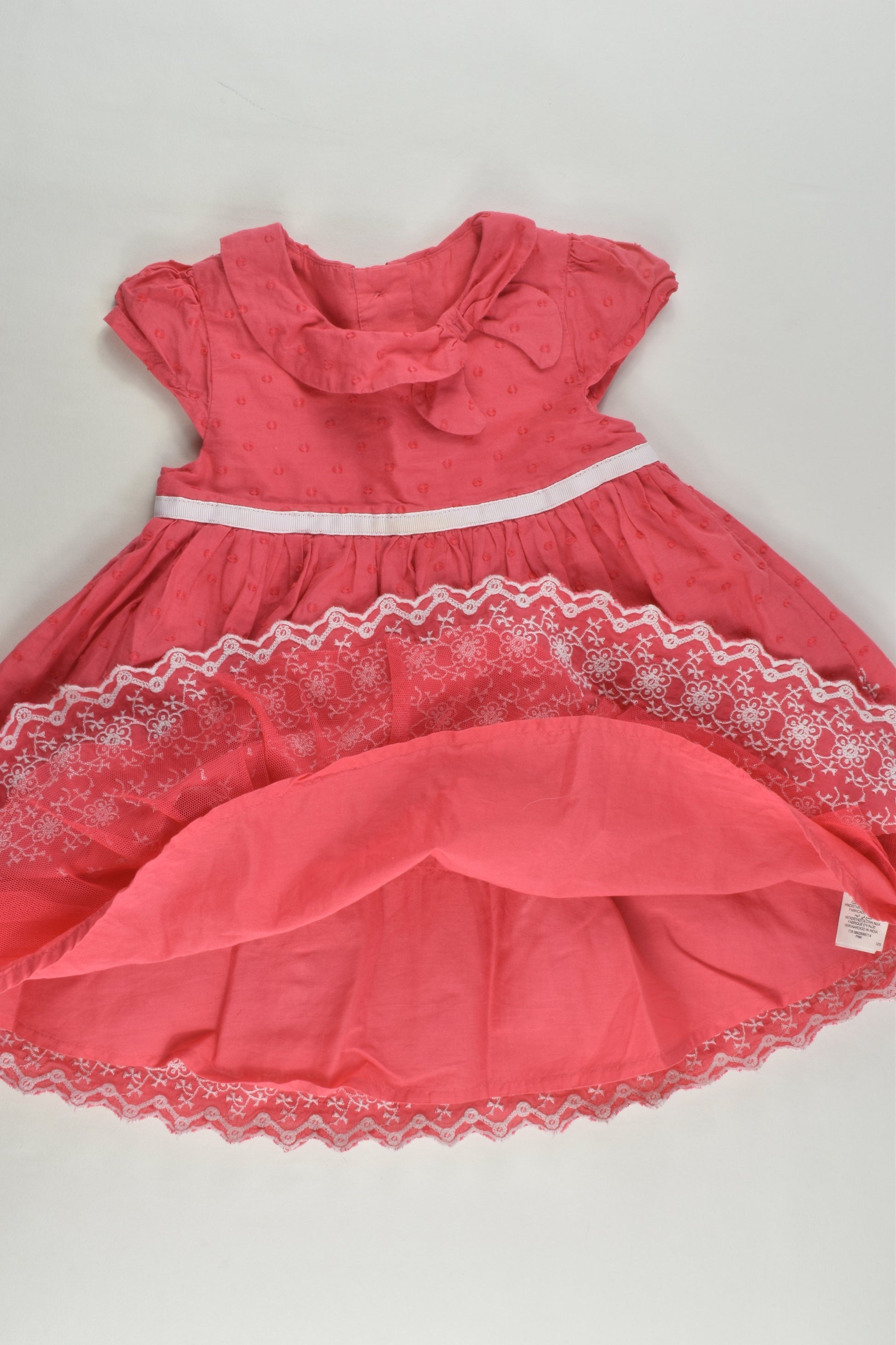 Marks & Spencer Size 0 (6-9 months) Lined Lace Hem Dress