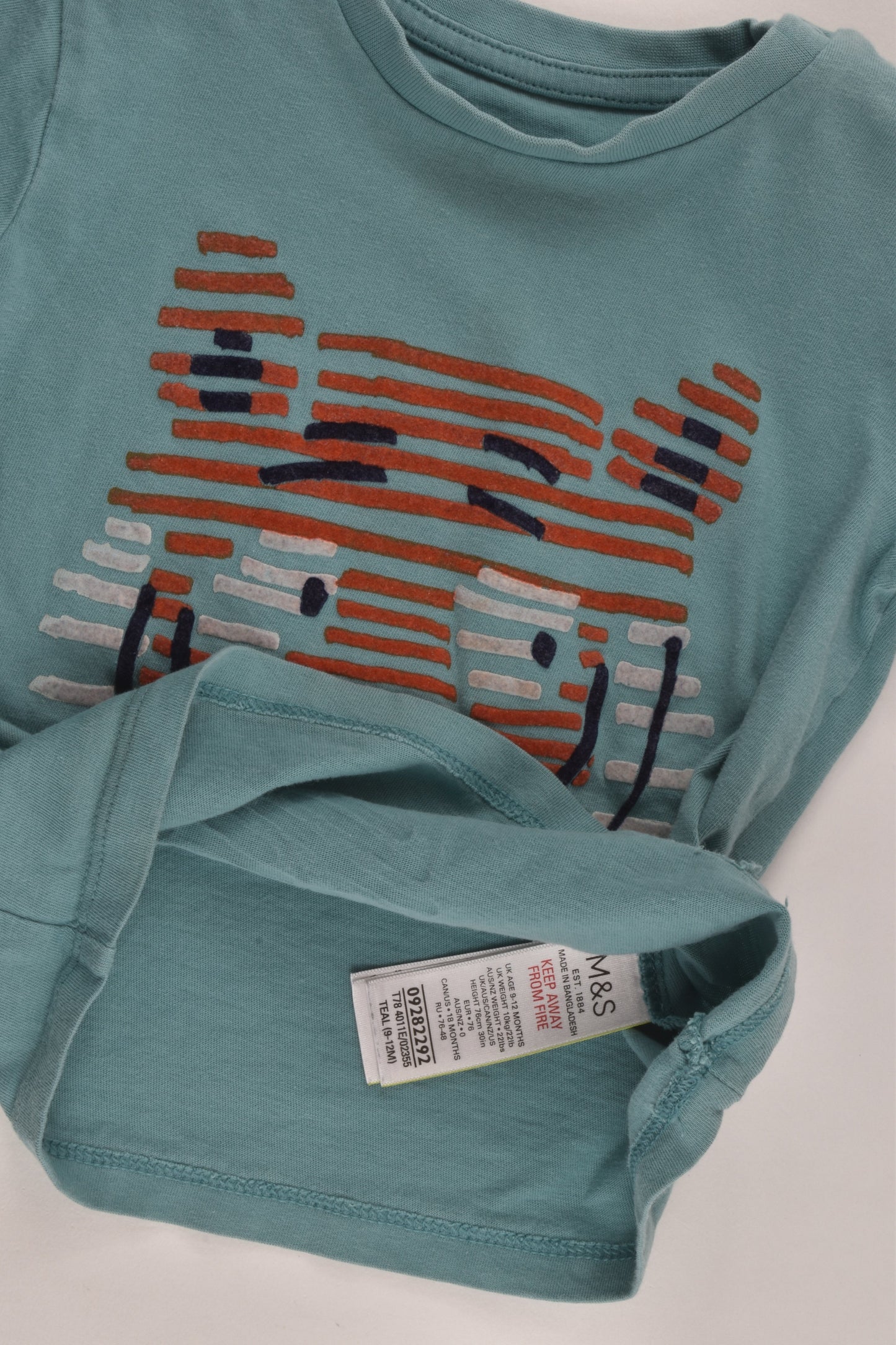 Marks & Spencer Size 0 (9-12 months) Tiger T-shirt