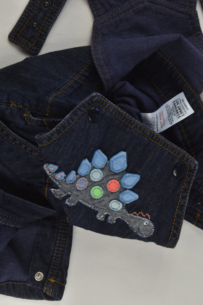 Marks & Spencer Size 00 (3-6 months) Dinosaur Denim Overalls