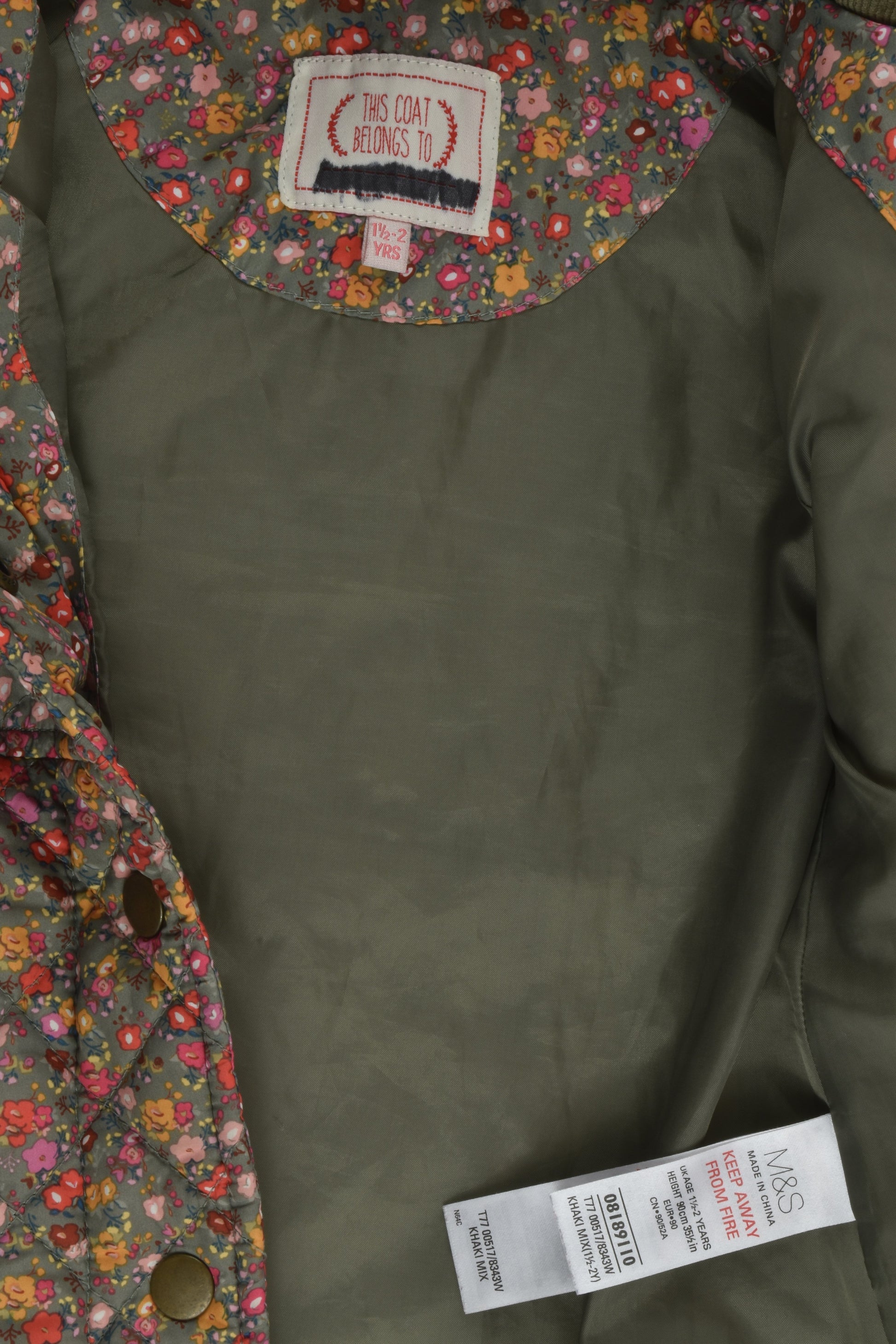 Marks & Spencer Size 1-2 (90 cm) Liberty Print Print Jacket