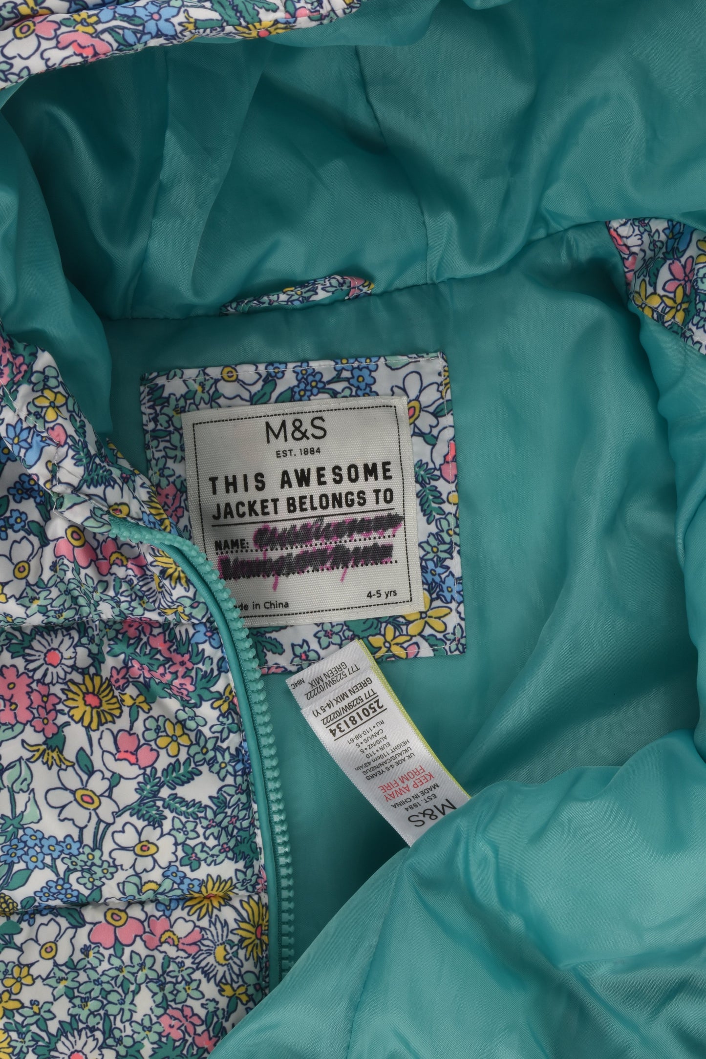 Marks & Spencer Size 4-5 Liberty Print Puffer Jacket