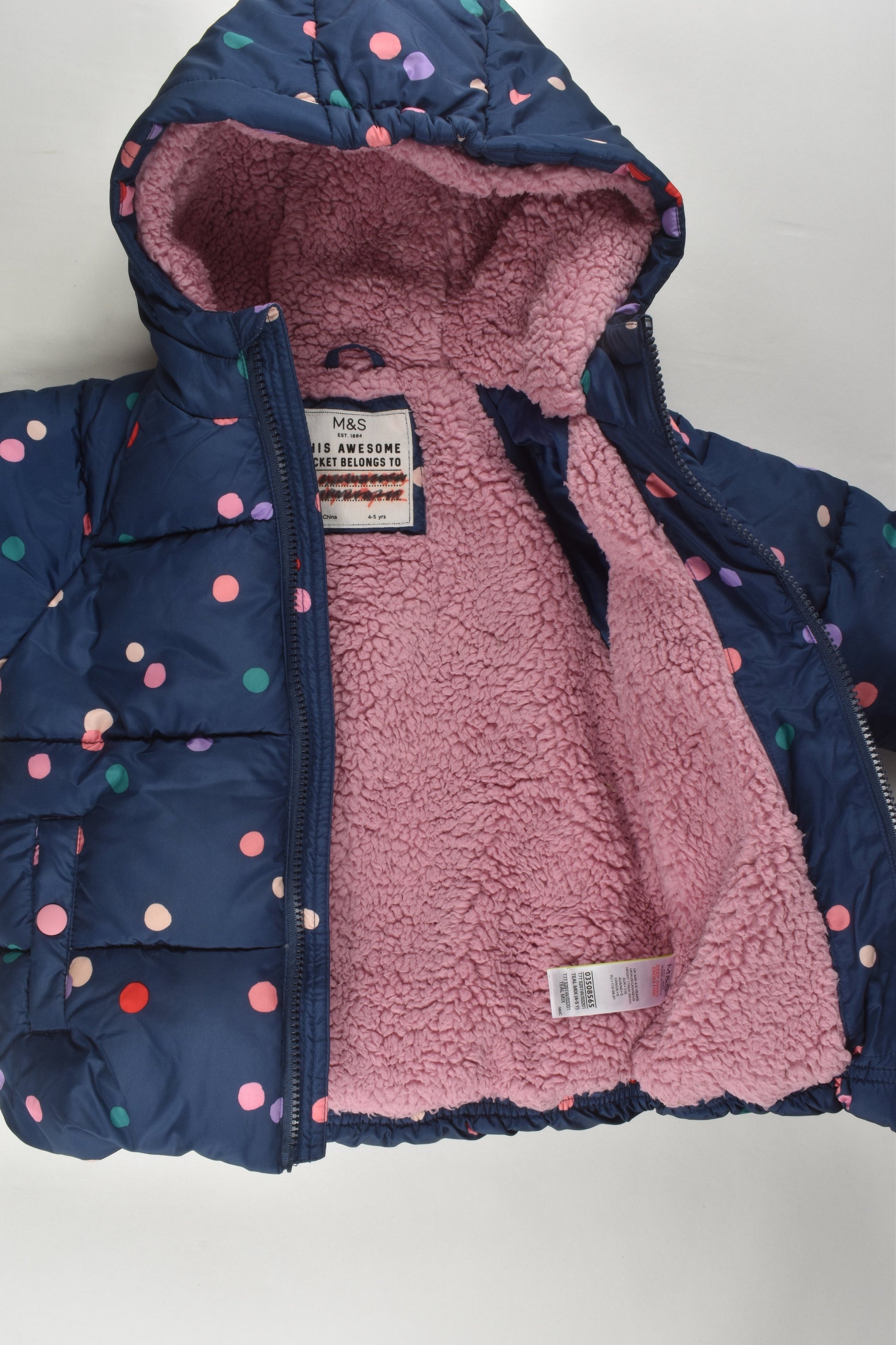 Marks & Spencer Size 4-5 Polka Dots Puffer Jacket