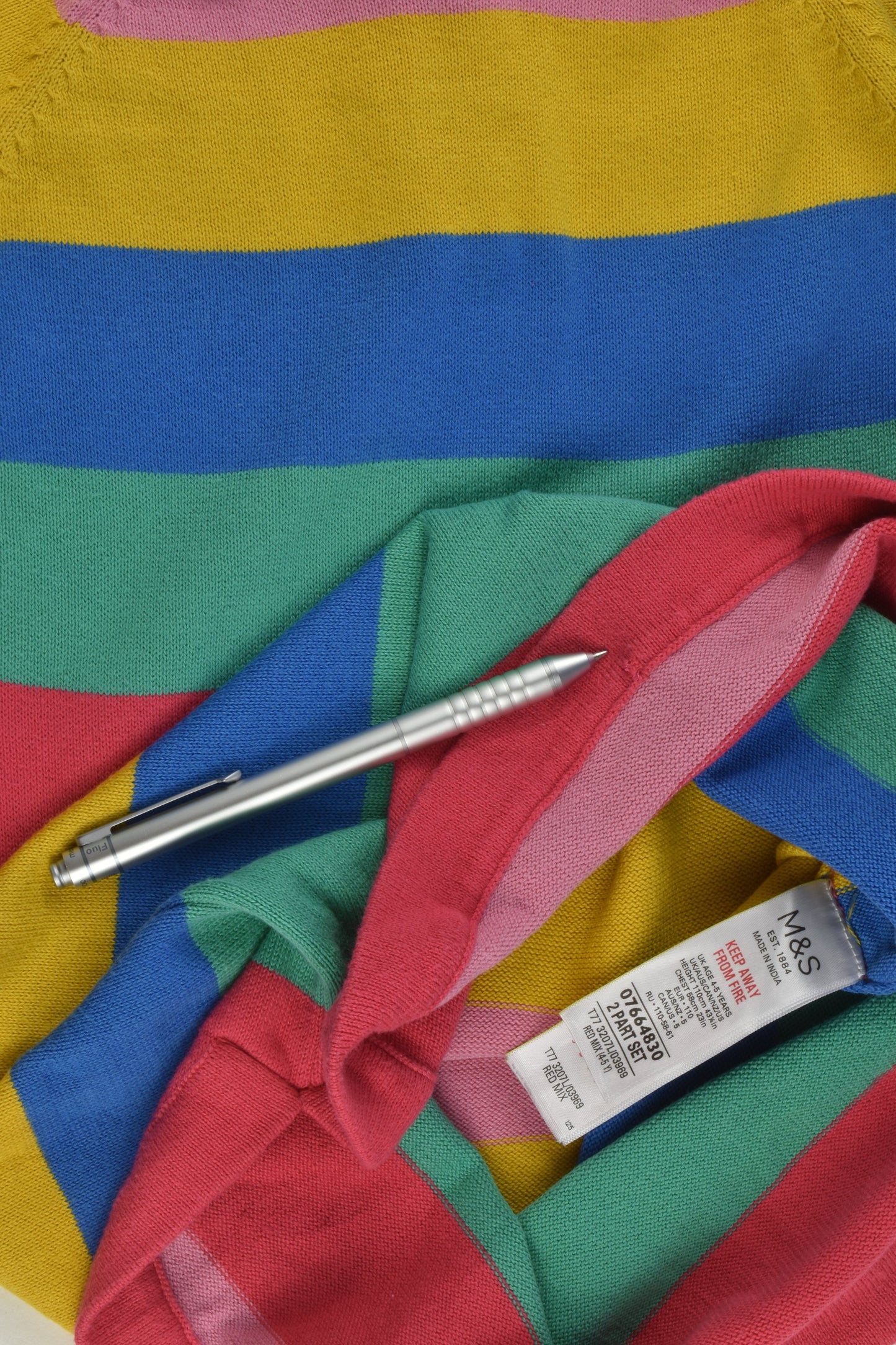 Marks & Spencer Size 4-5 Rainbow Stripes Knit Dress