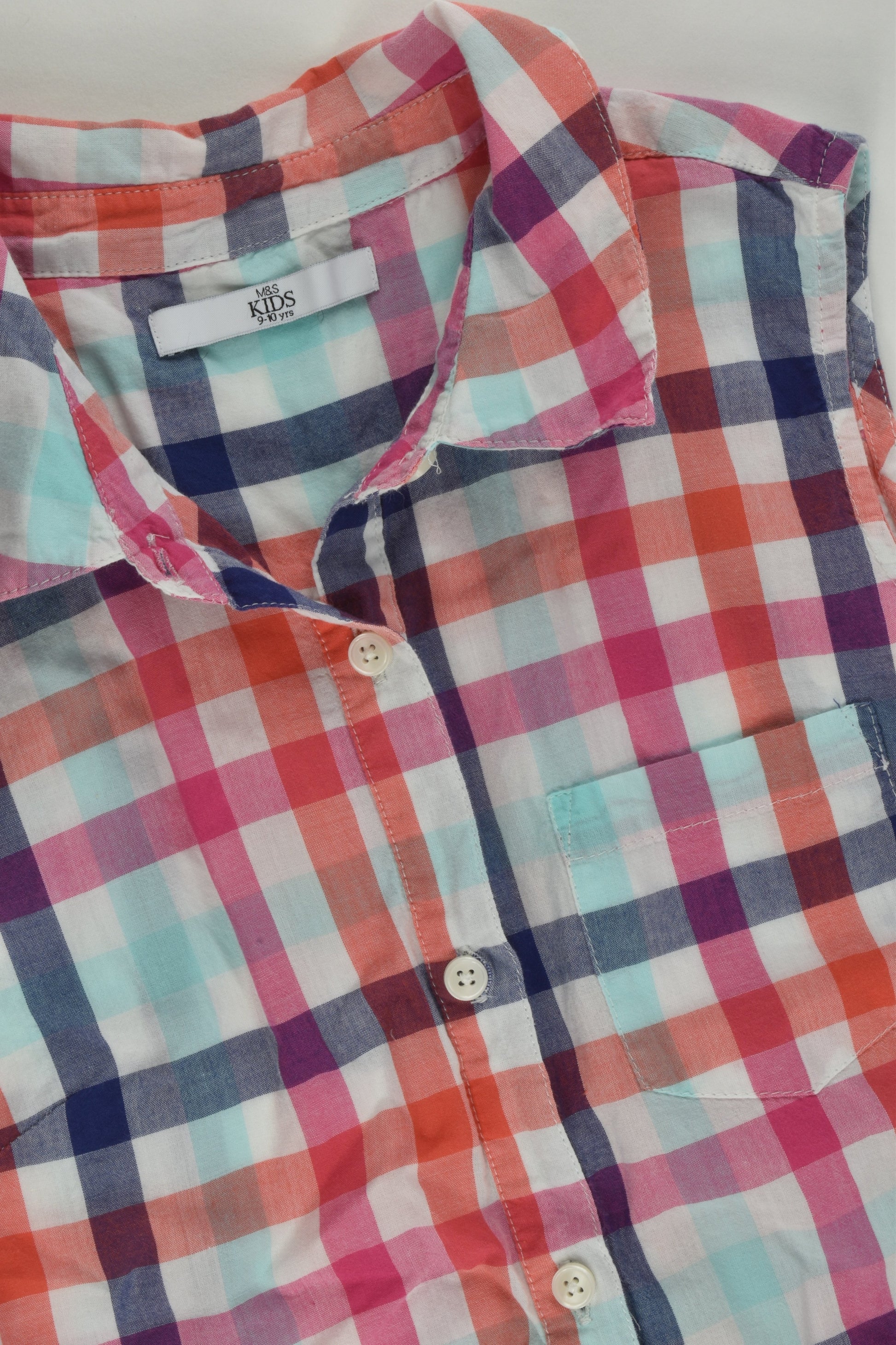 Marks & Spencer Size 9-10 Knot Hem Checked Shirt