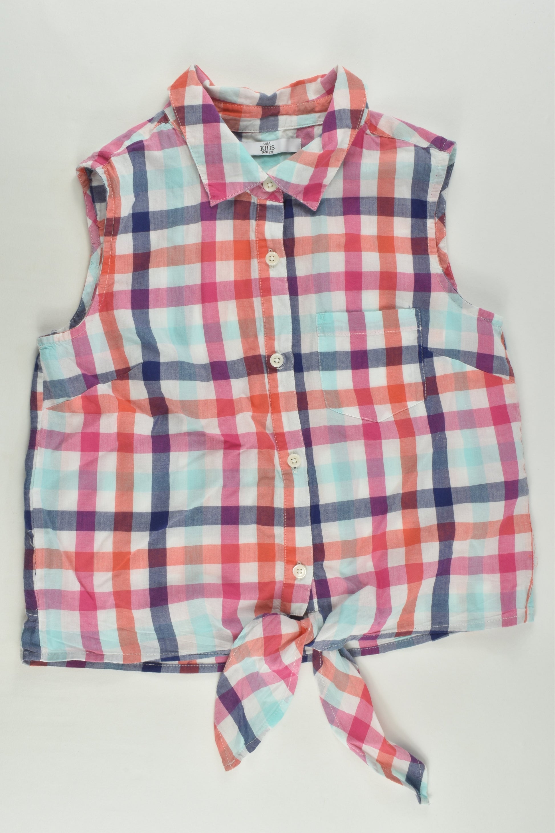 Marks & Spencer Size 9-10 Knot Hem Checked Shirt