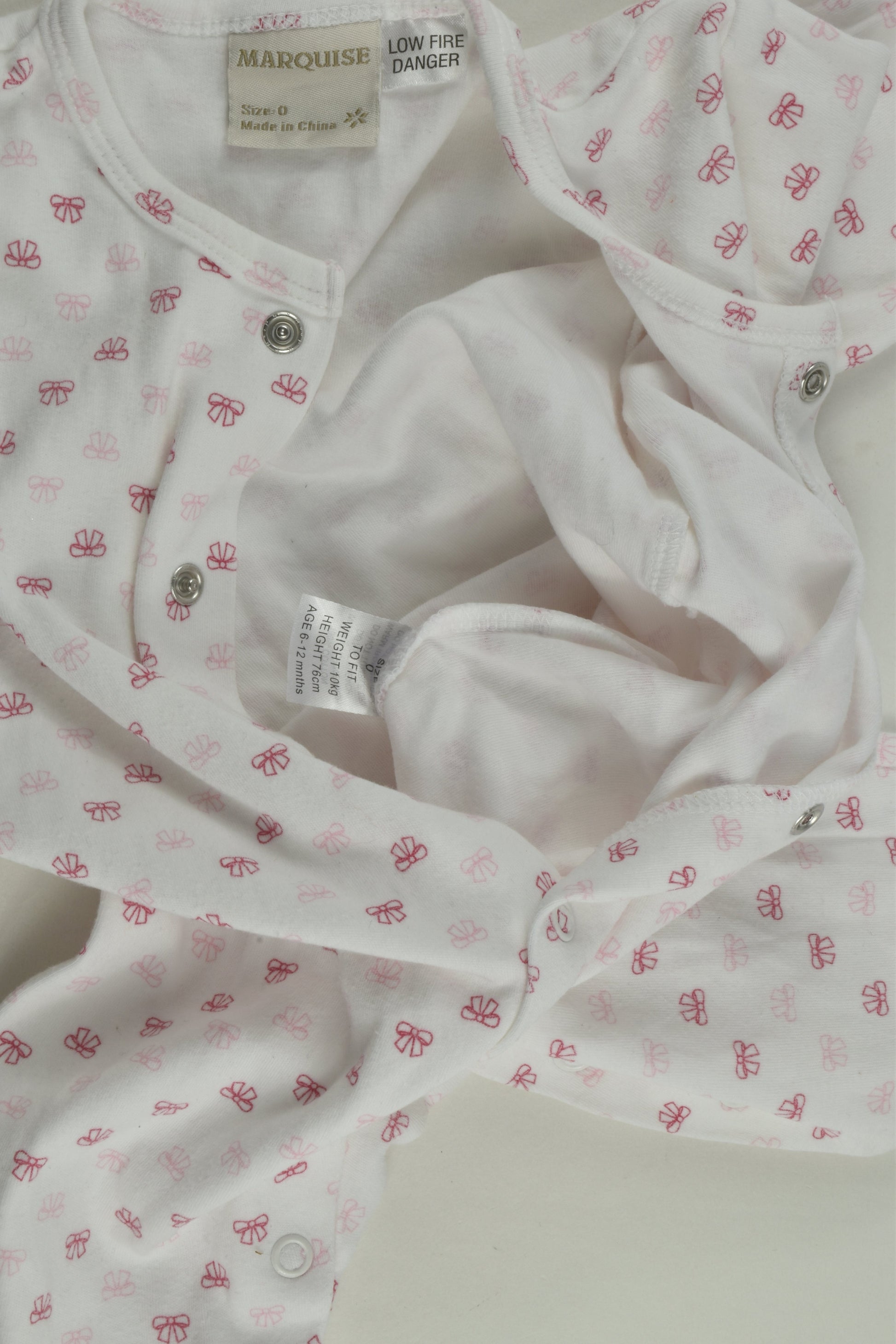 Marquise Size 0 Bows Footed Romper