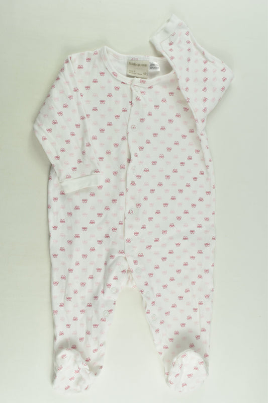 Marquise Size 0 Bows Footed Romper