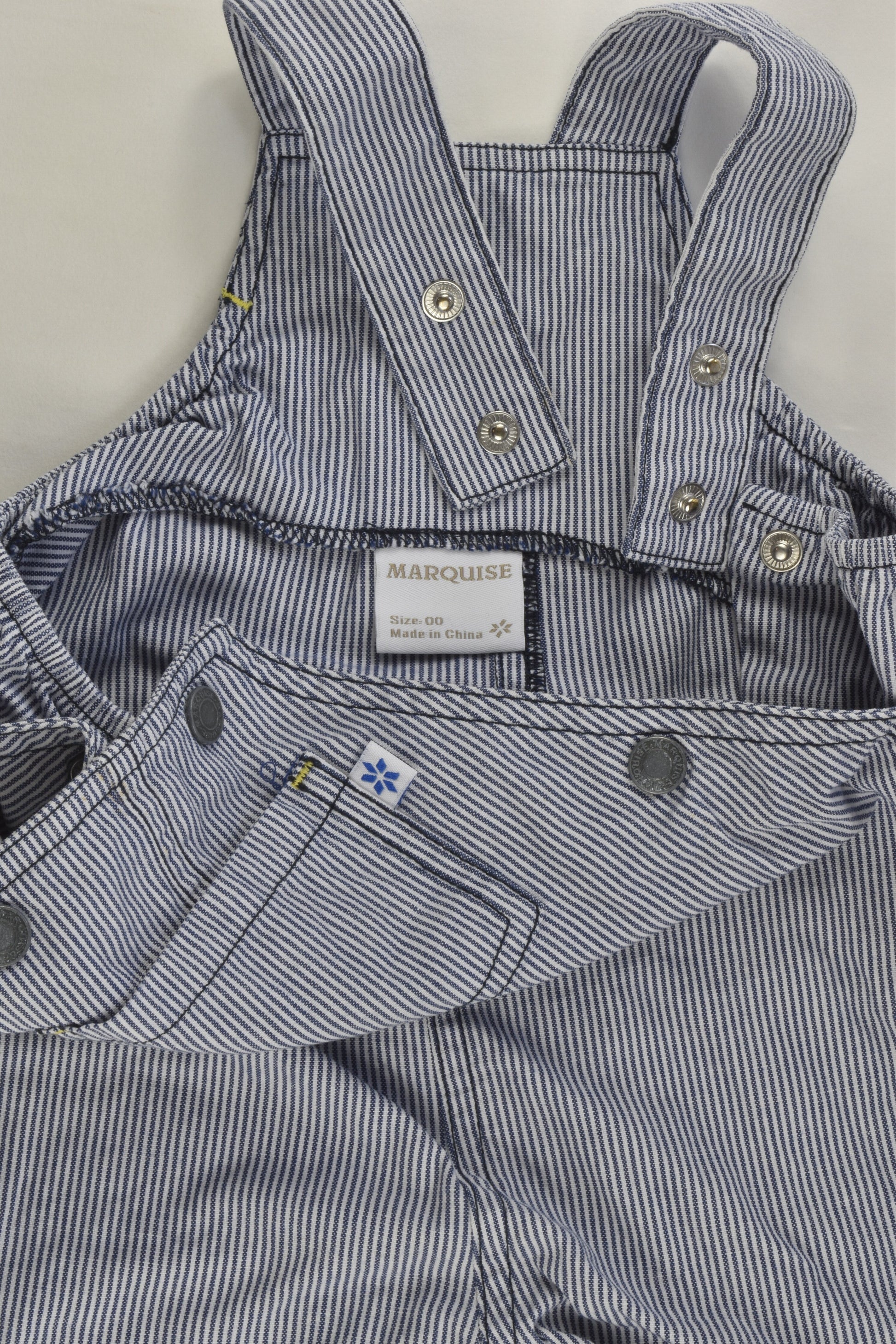 Marquise Size 00 Striped Short Overalls