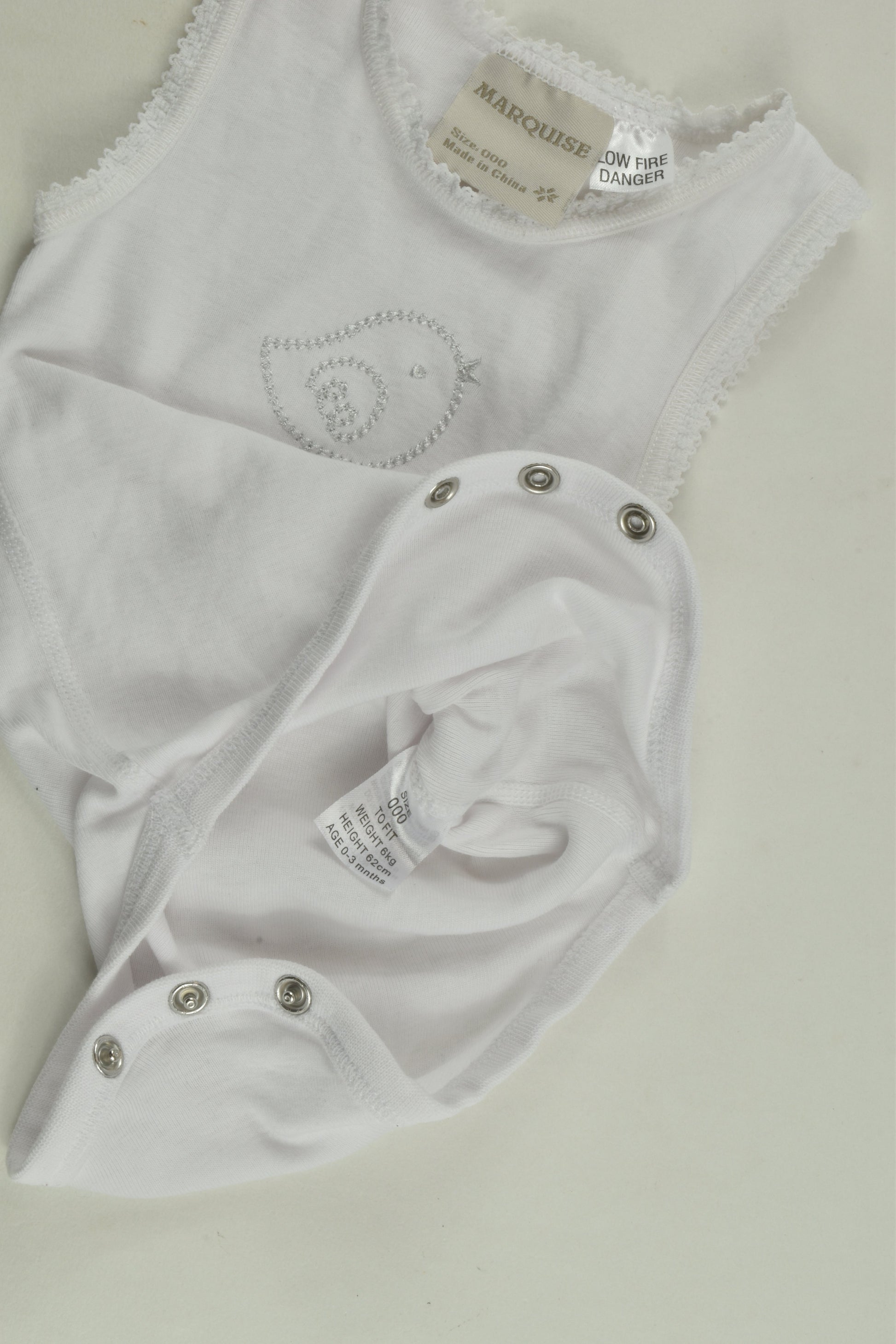 Marquise Size 000 Bird Sleeveless Bodysuit