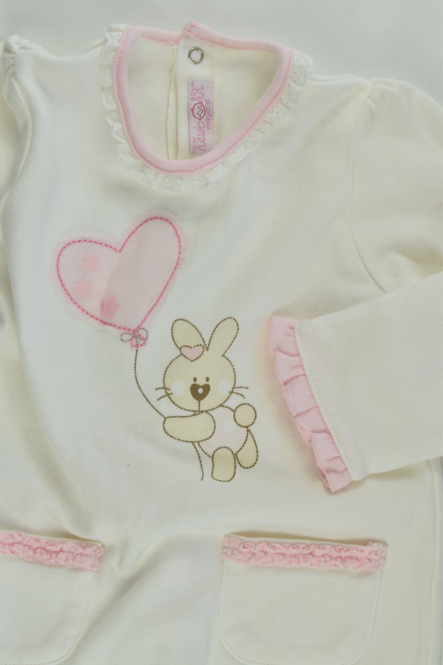 Mayoral (Spain) Size 0 (12 months, 80 cm) Bunny and Balloon Footed Romper