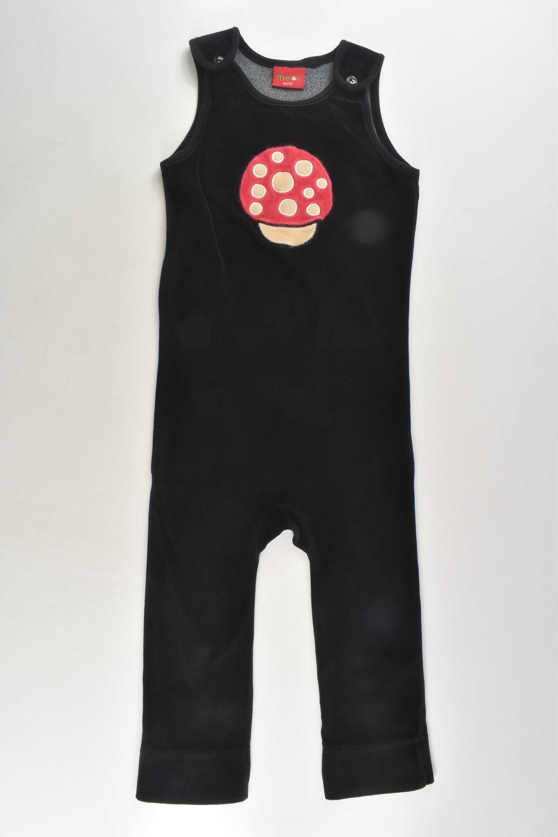 Me&i Size 1/2 (86/92 cm) Mushroom Velour Overalls