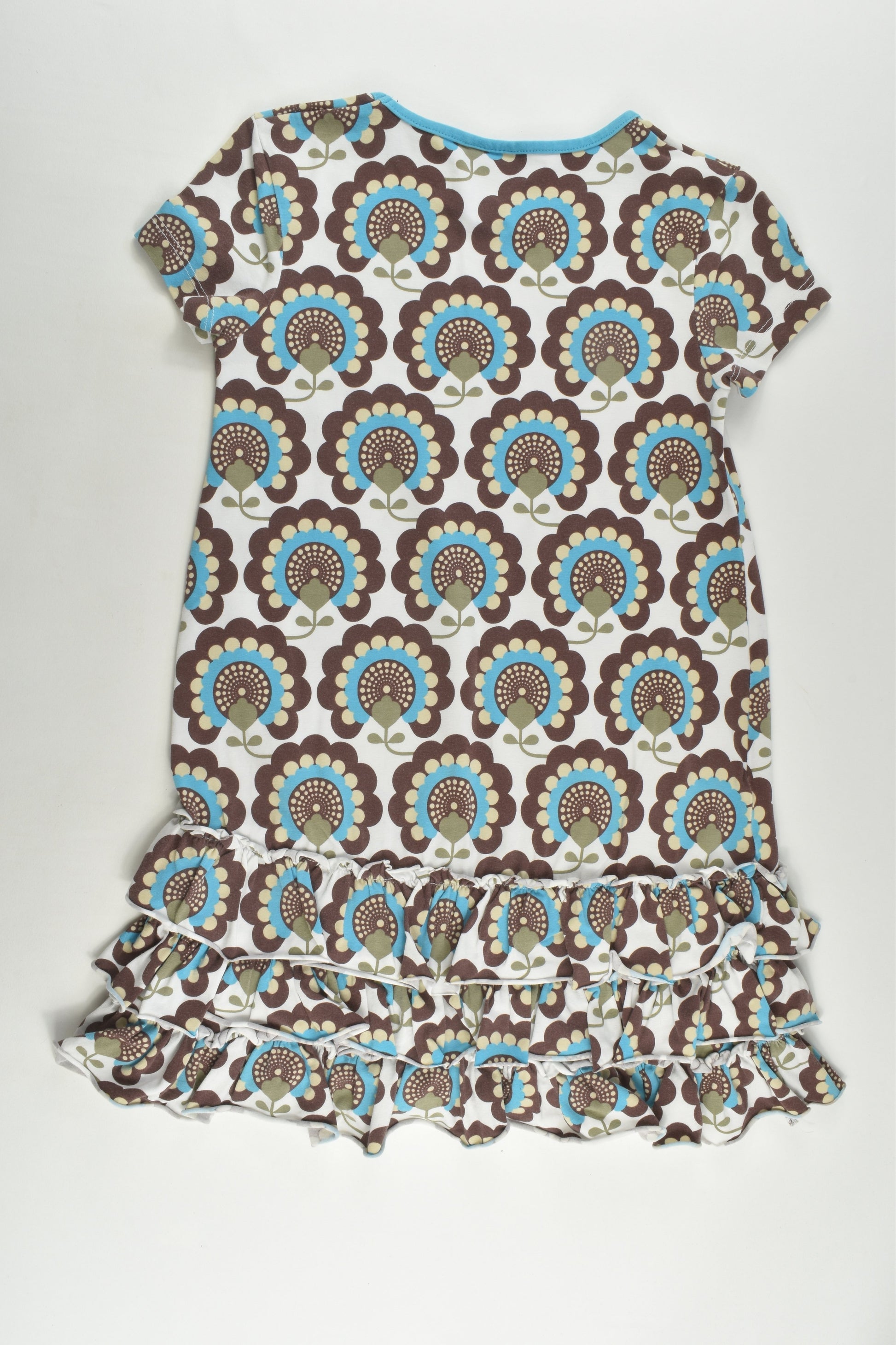 Me&i Size 7-8 (122/128 cm) Retro Flowers and Ruffle Hem Dress