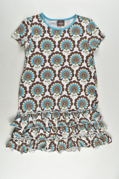 Me&i Size 7-8 (122/128 cm) Retro Flowers and Ruffle Hem Dress
