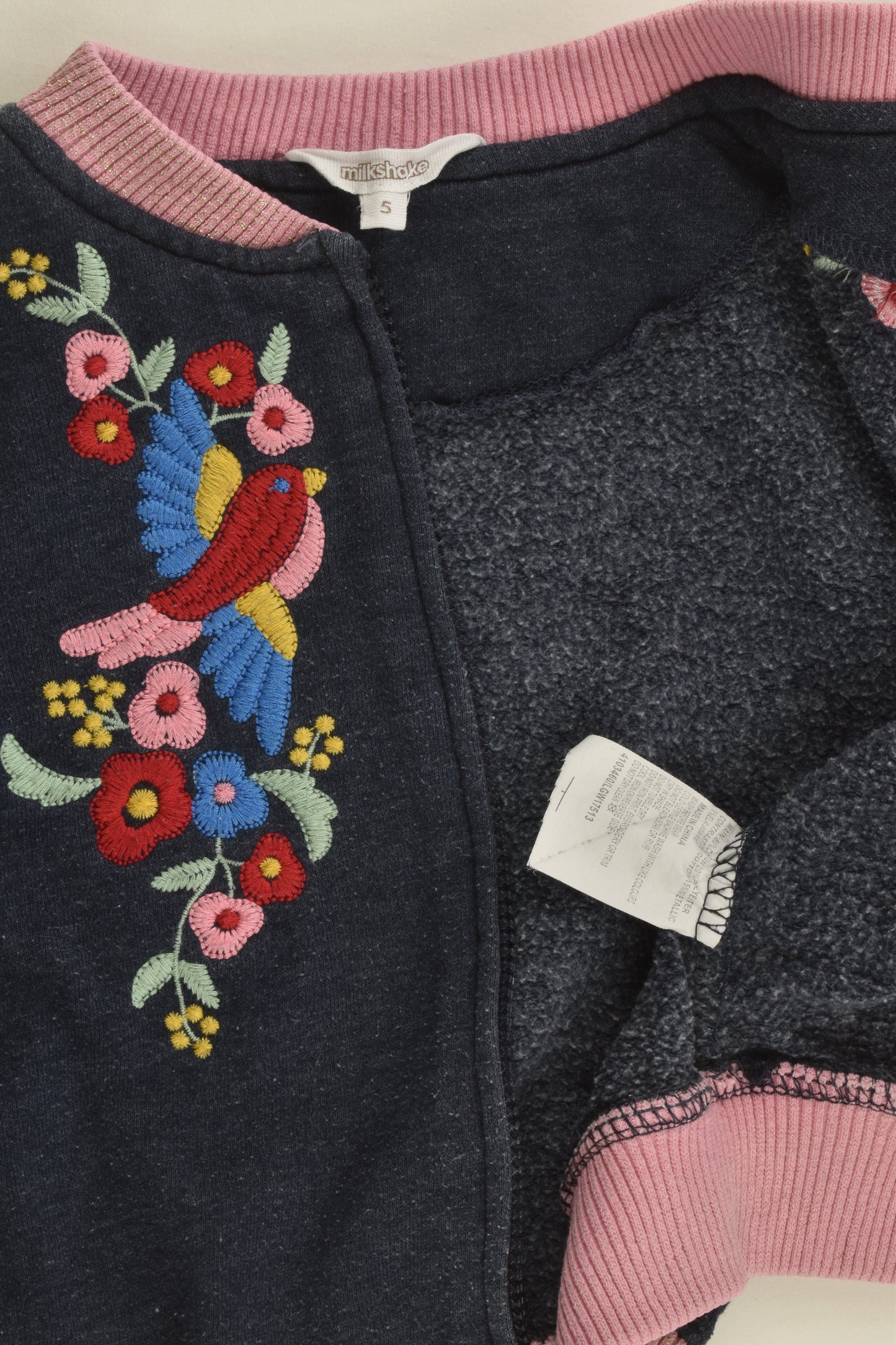 Milkshake Size 4 Embroidery Zip Jumper