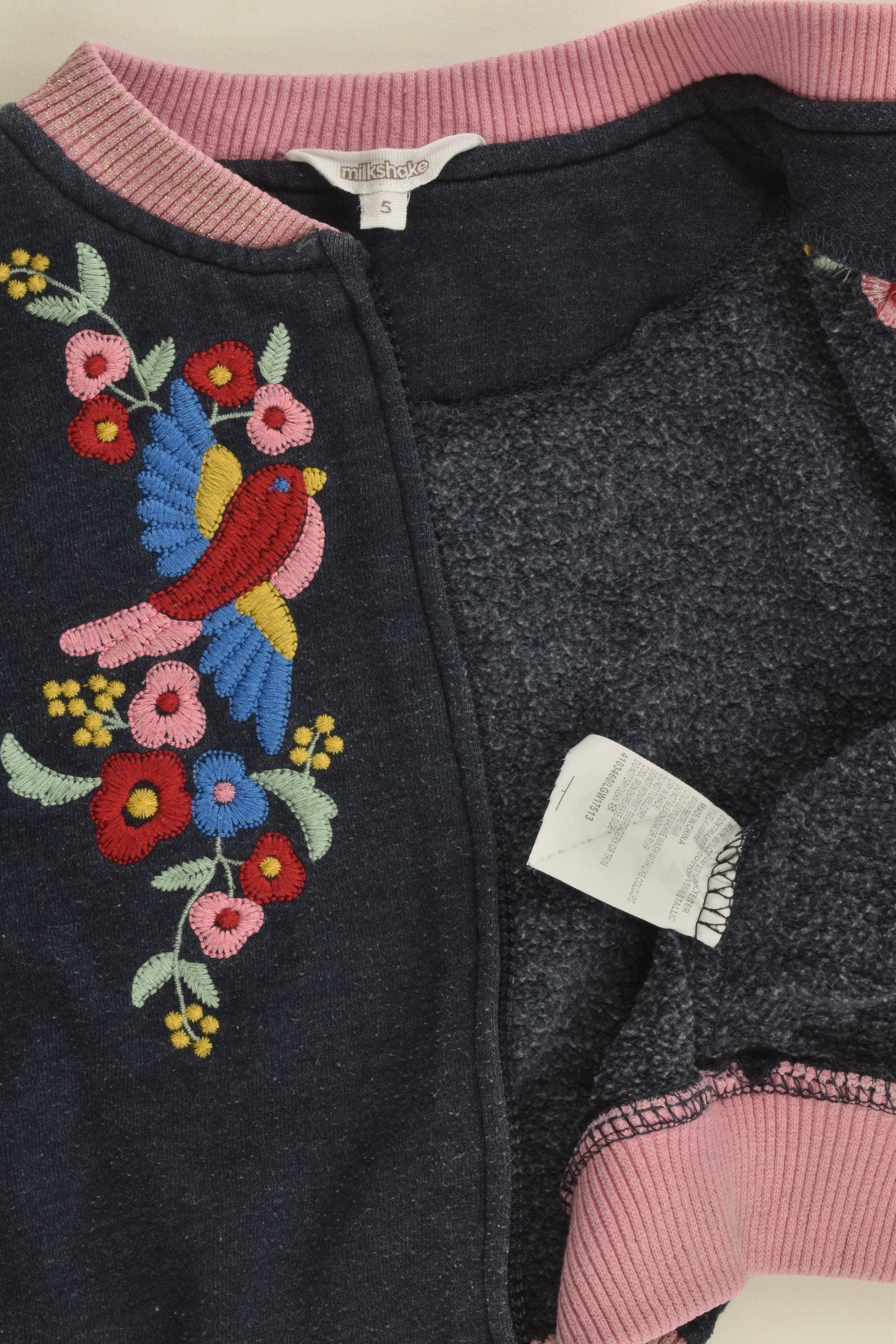 Milkshake Size 4 Embroidery Zip Jumper