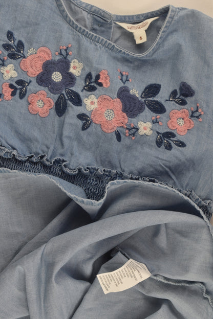 Milkshake Size 6 Lightweight Denim Dress with Floral Embroidery