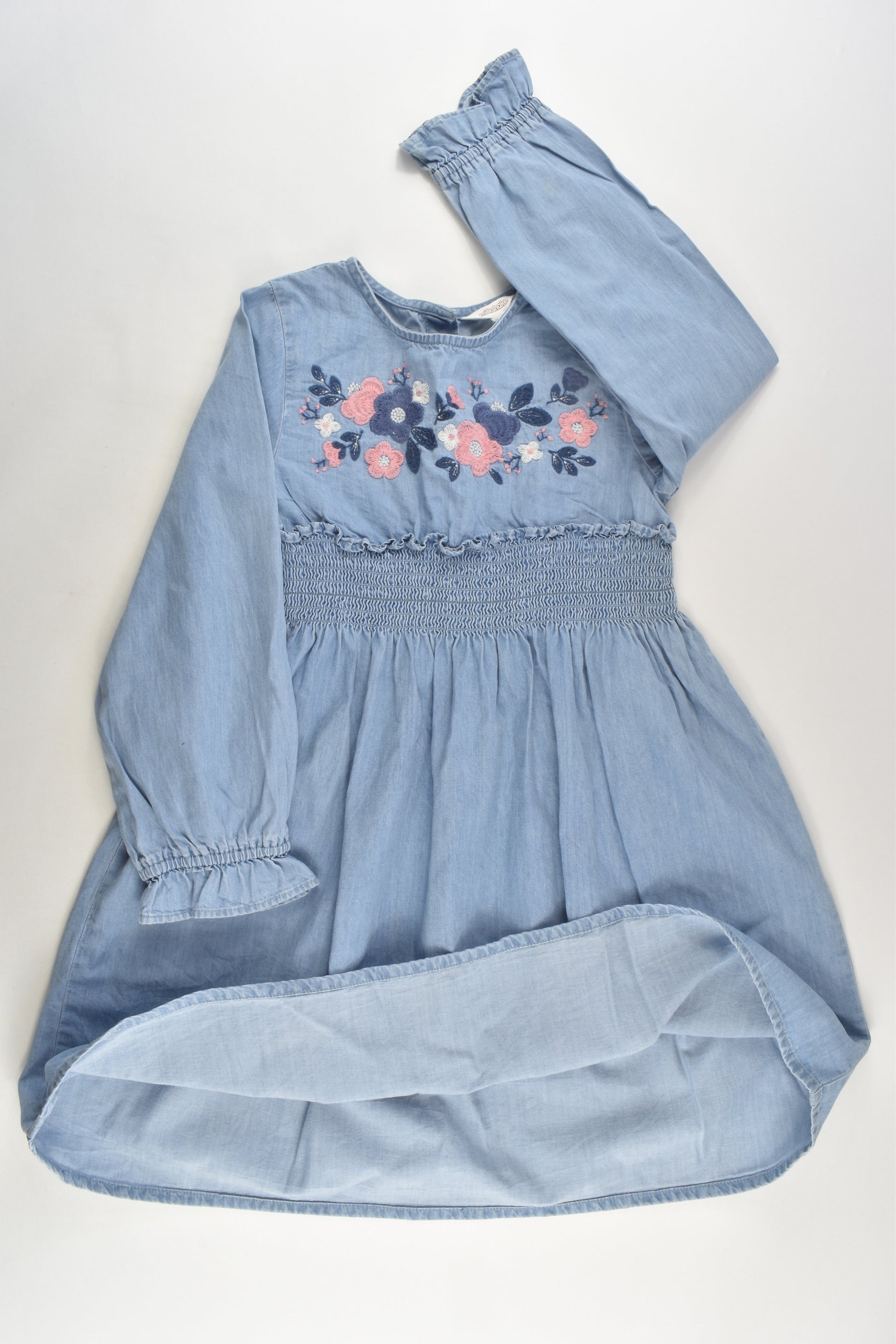 Milkshake Size 6 Lightweight Denim Dress with Floral Embroidery