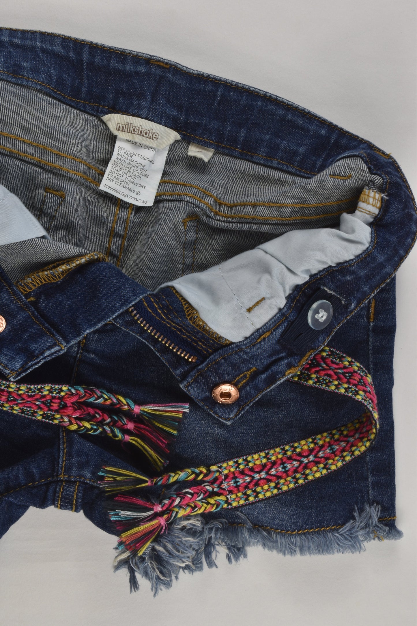 Milkshake Size 8 Denim Shorts with Colourful Belt