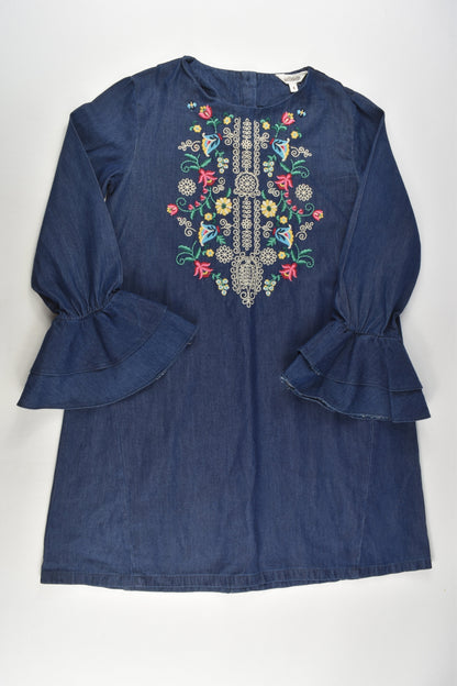 Milkshake Size 8 Lightweight Denim Dress with Floral Embroidery