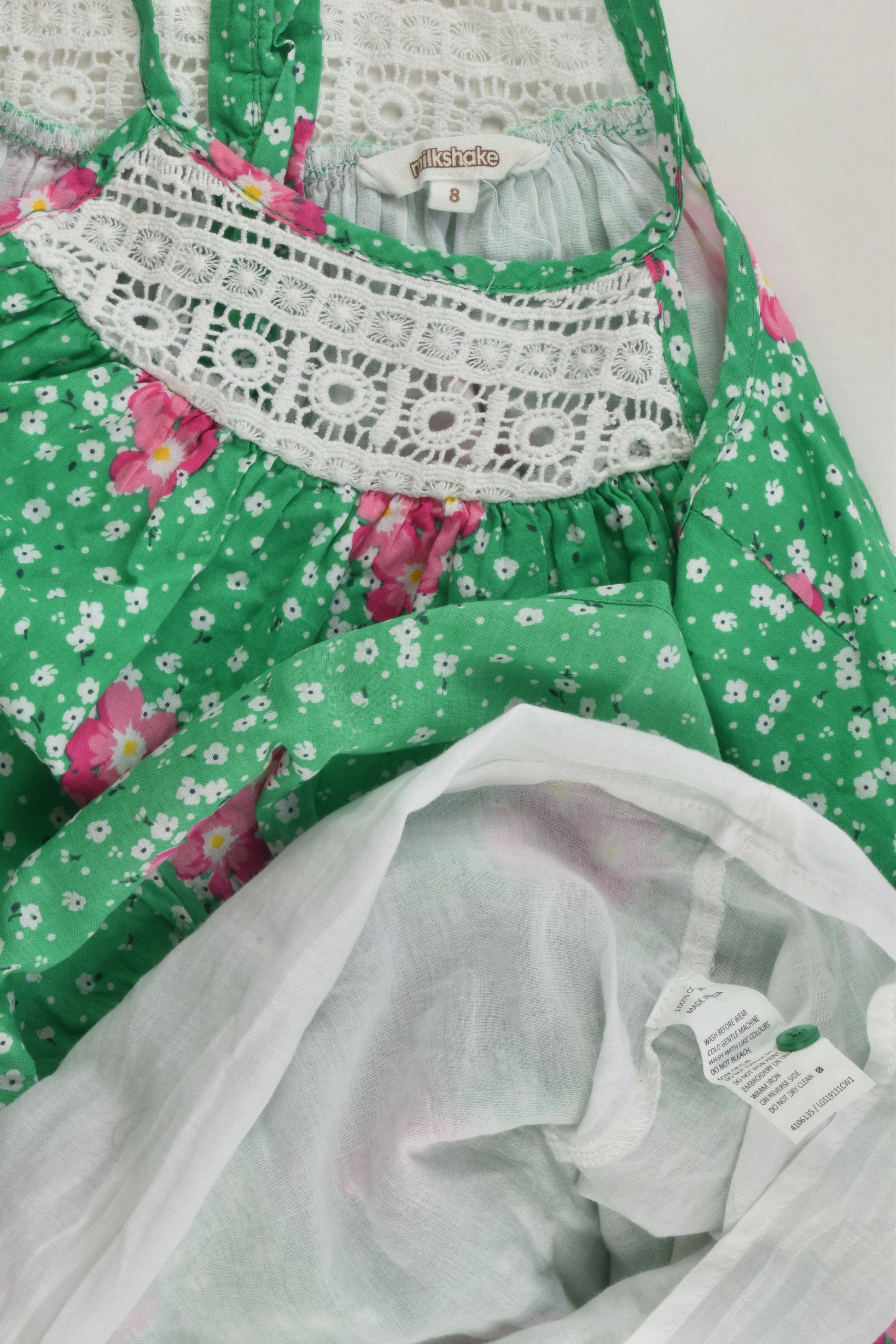 Milkshake Size 8 Lined Lace Front Floral Dress