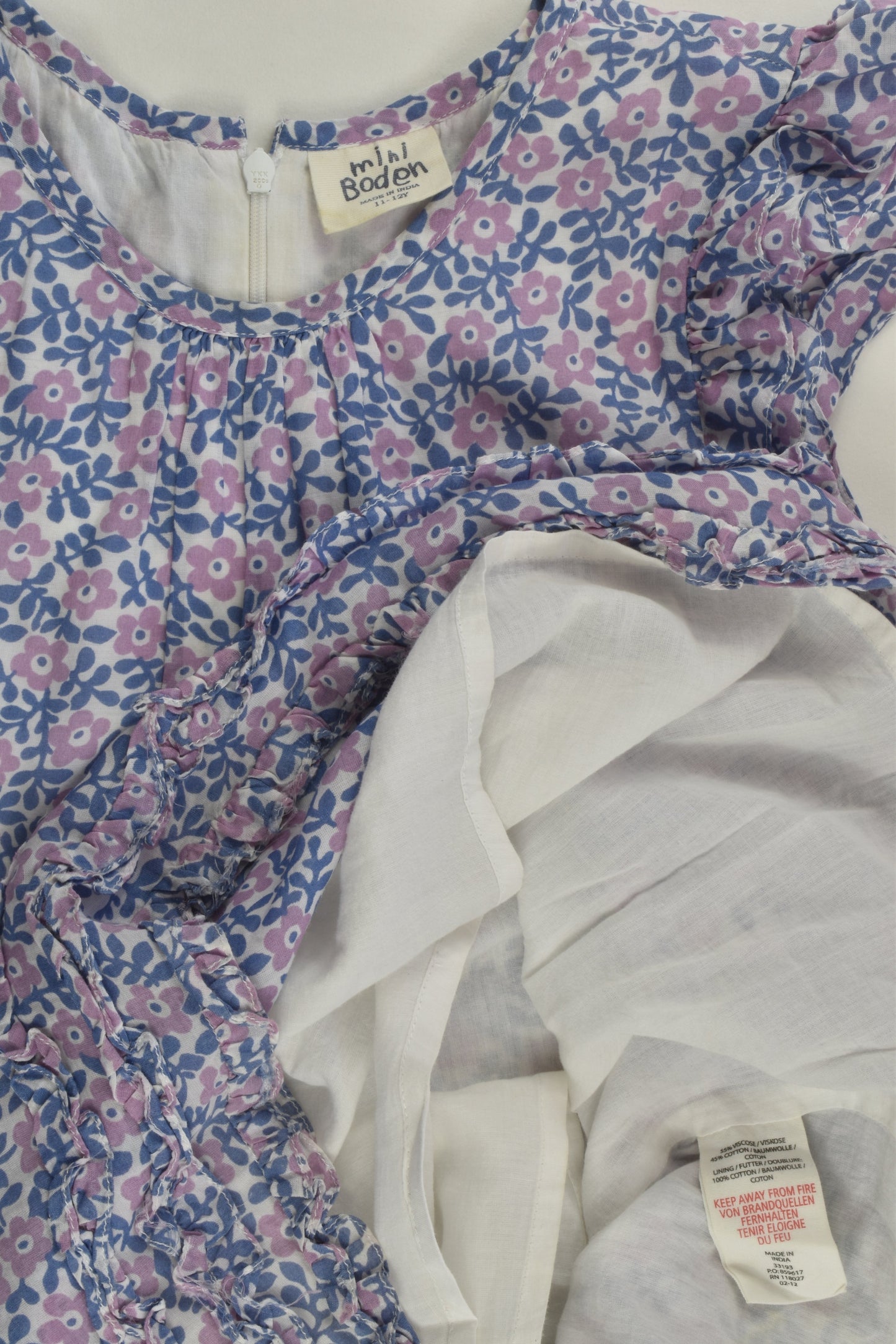 Mini Boden Size 11-12 Lined Floral Dress