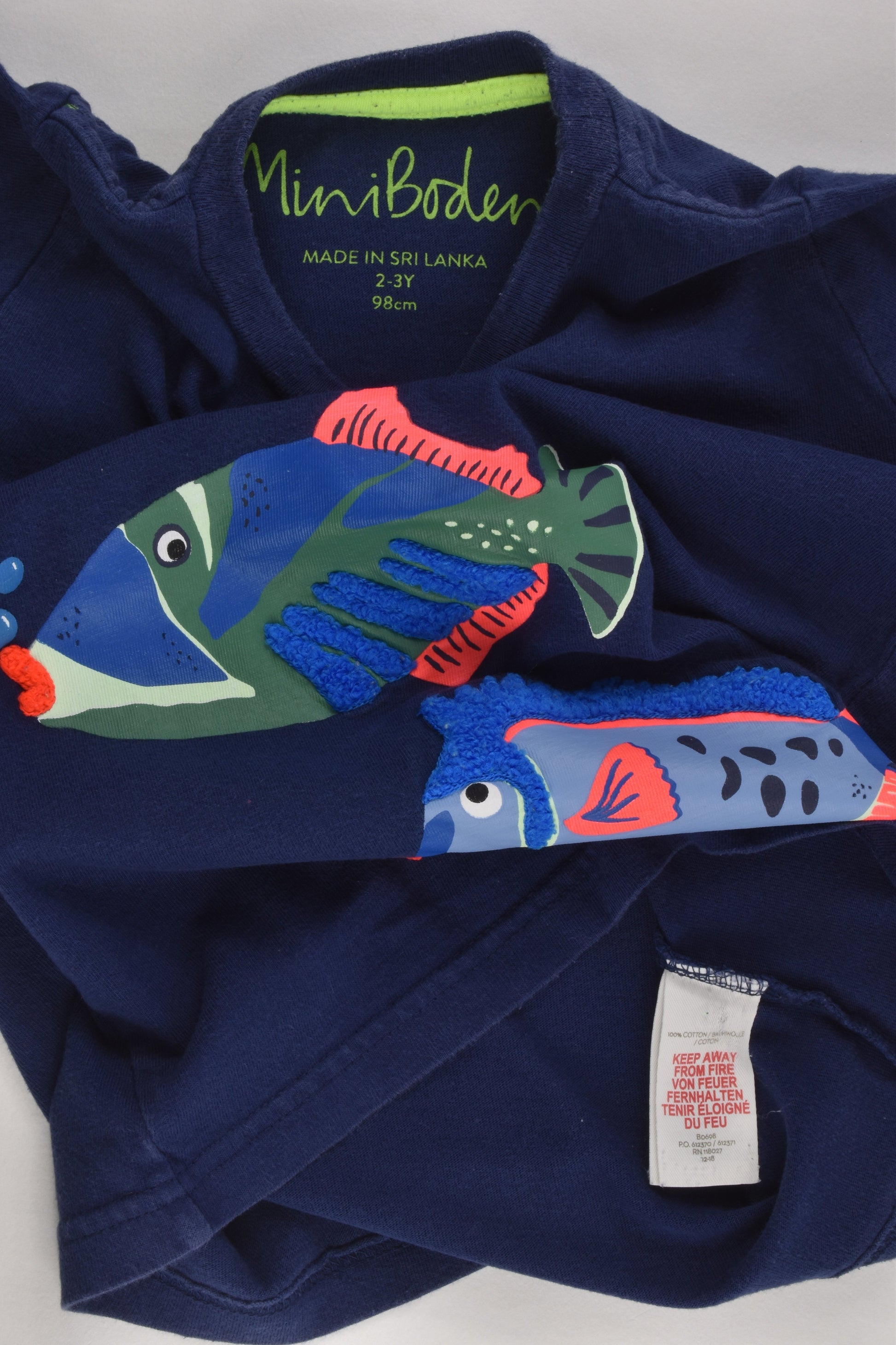 Mini Boden Size 2-3 (98 cm) Fish T-shirt
