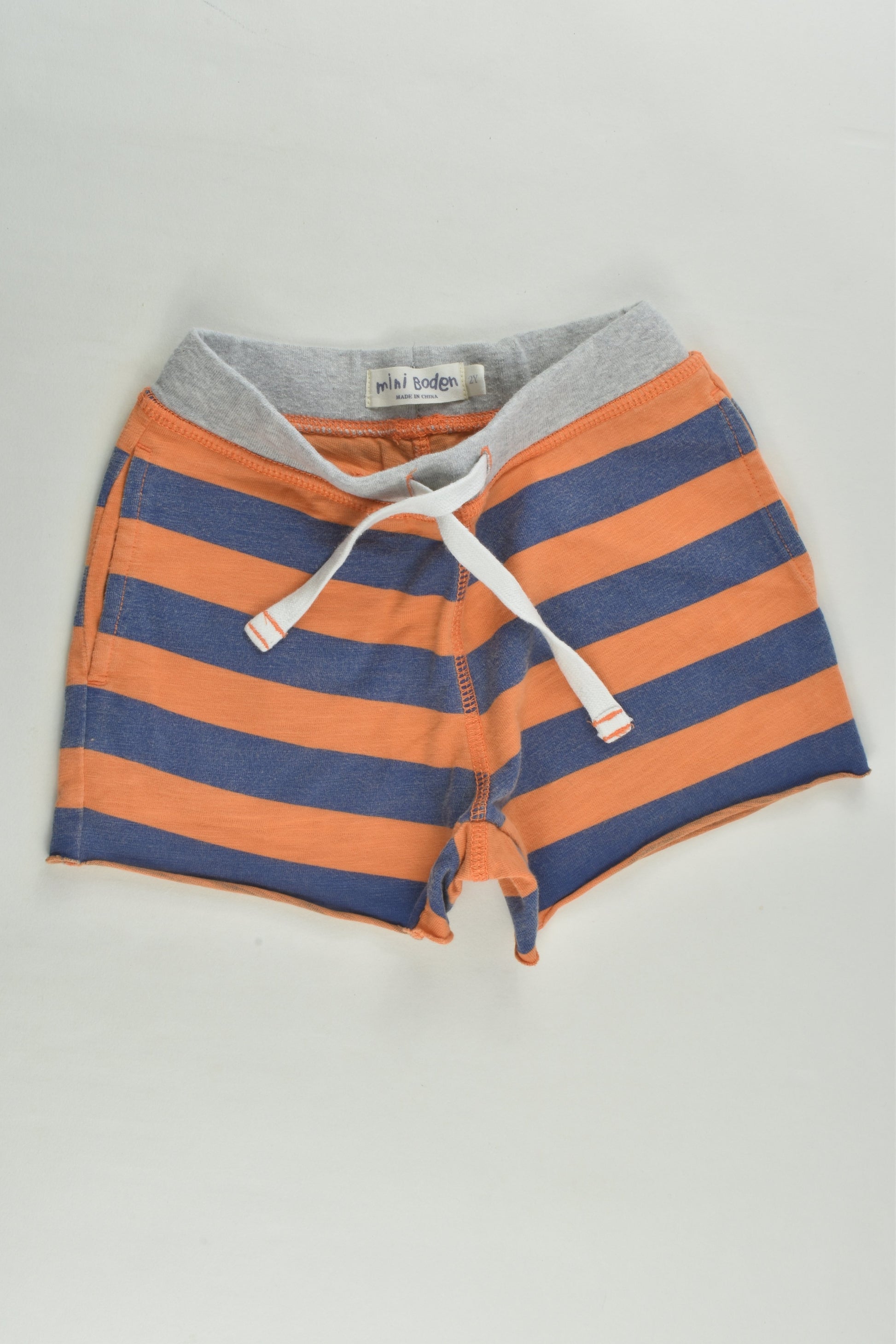 Mini Boden Size 2 Lightweight Orange Stripes Shorts